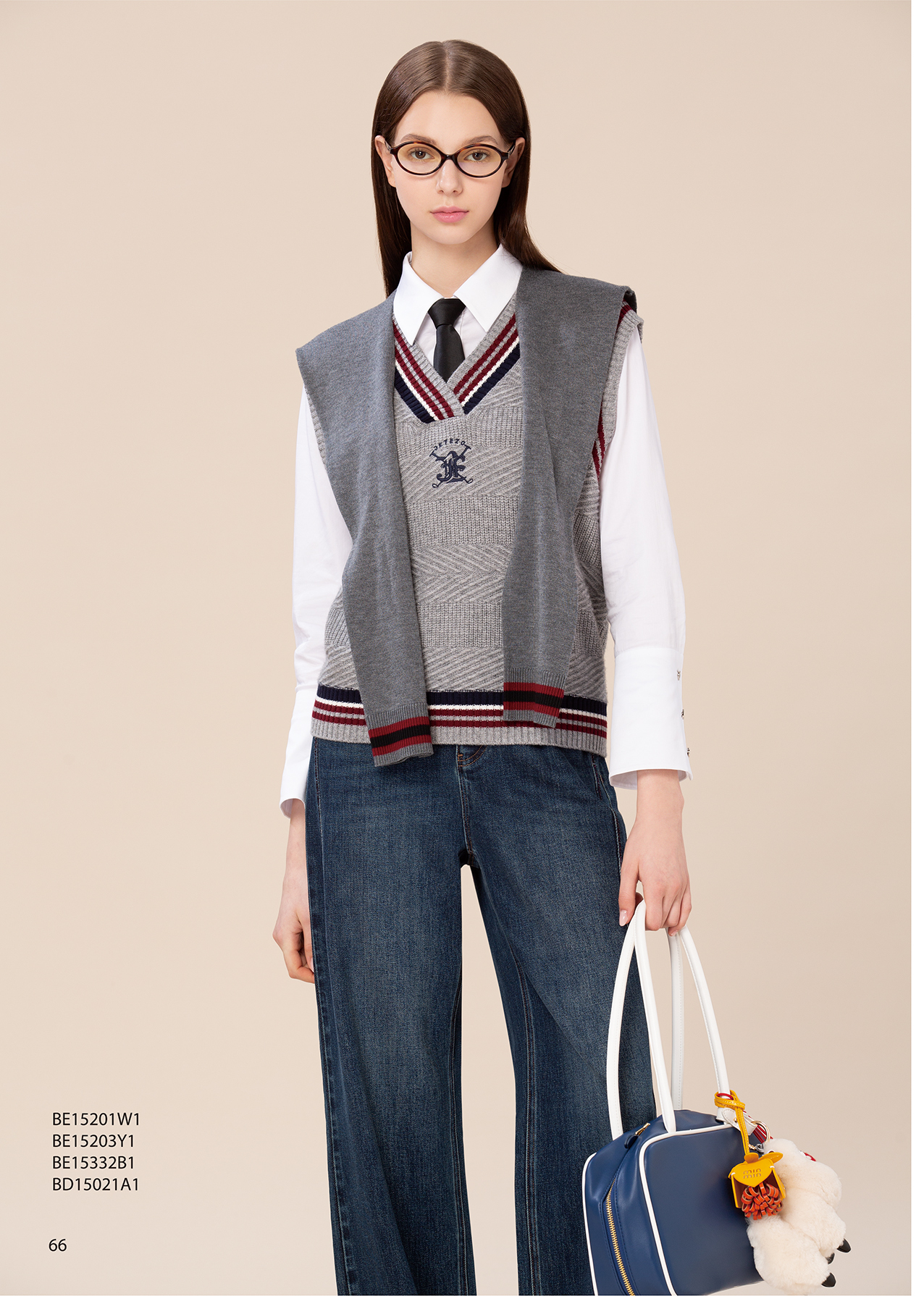 BE15332B1 都會簡約酒紅調藍高腰直筒褲 (附皮帶)