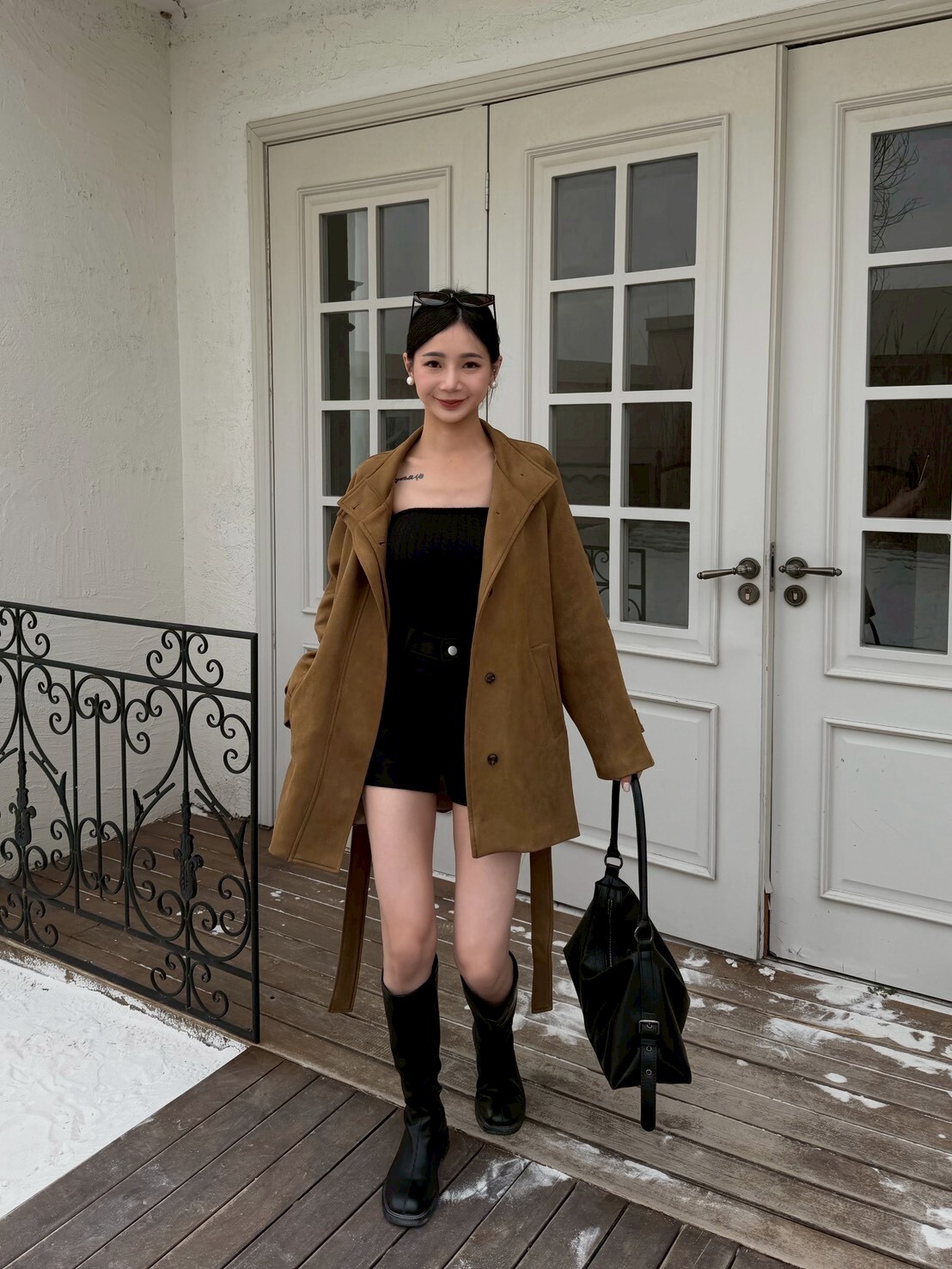 秋冬仿麂皮質感短版外套