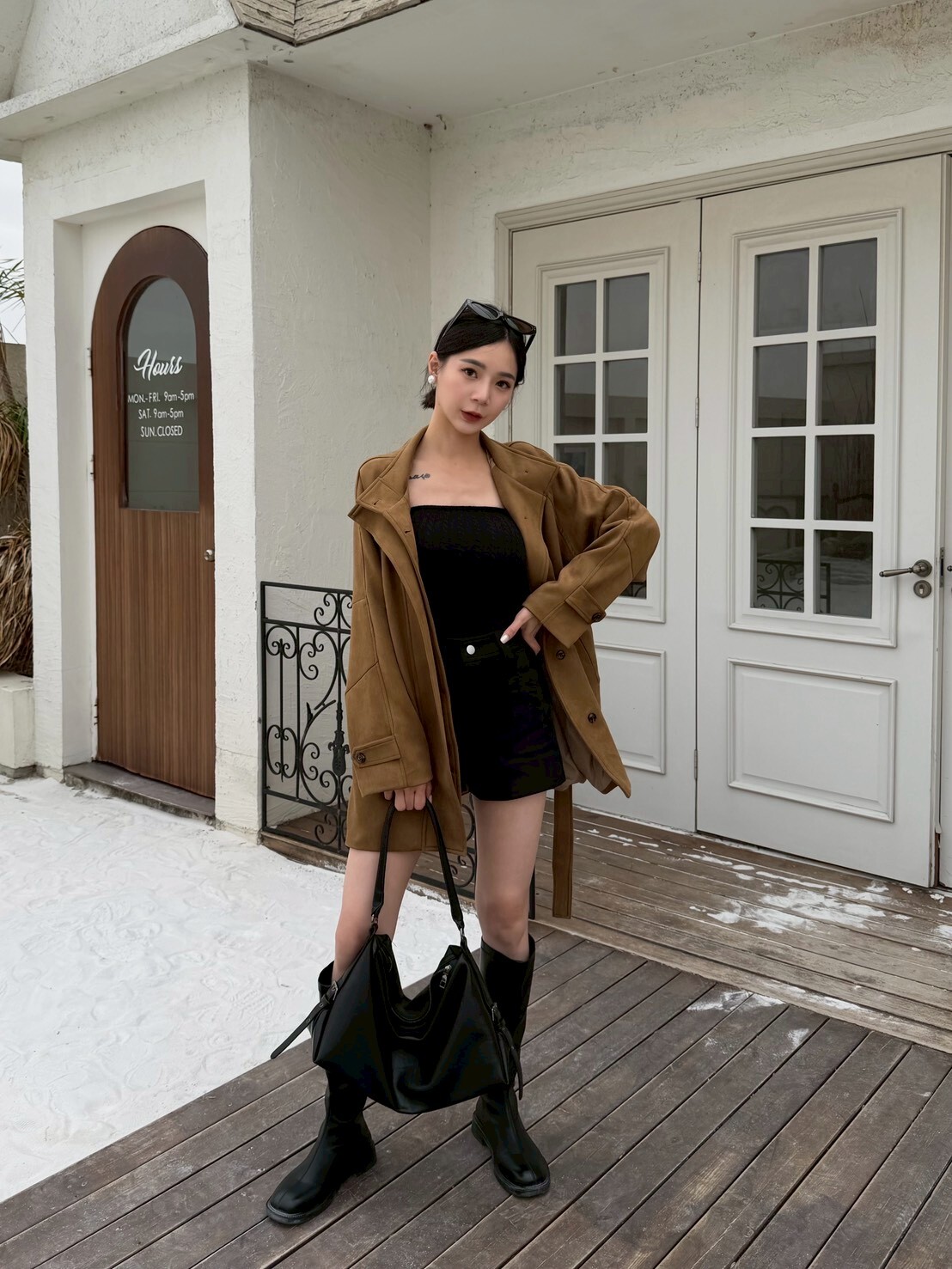 秋冬仿麂皮質感短版外套