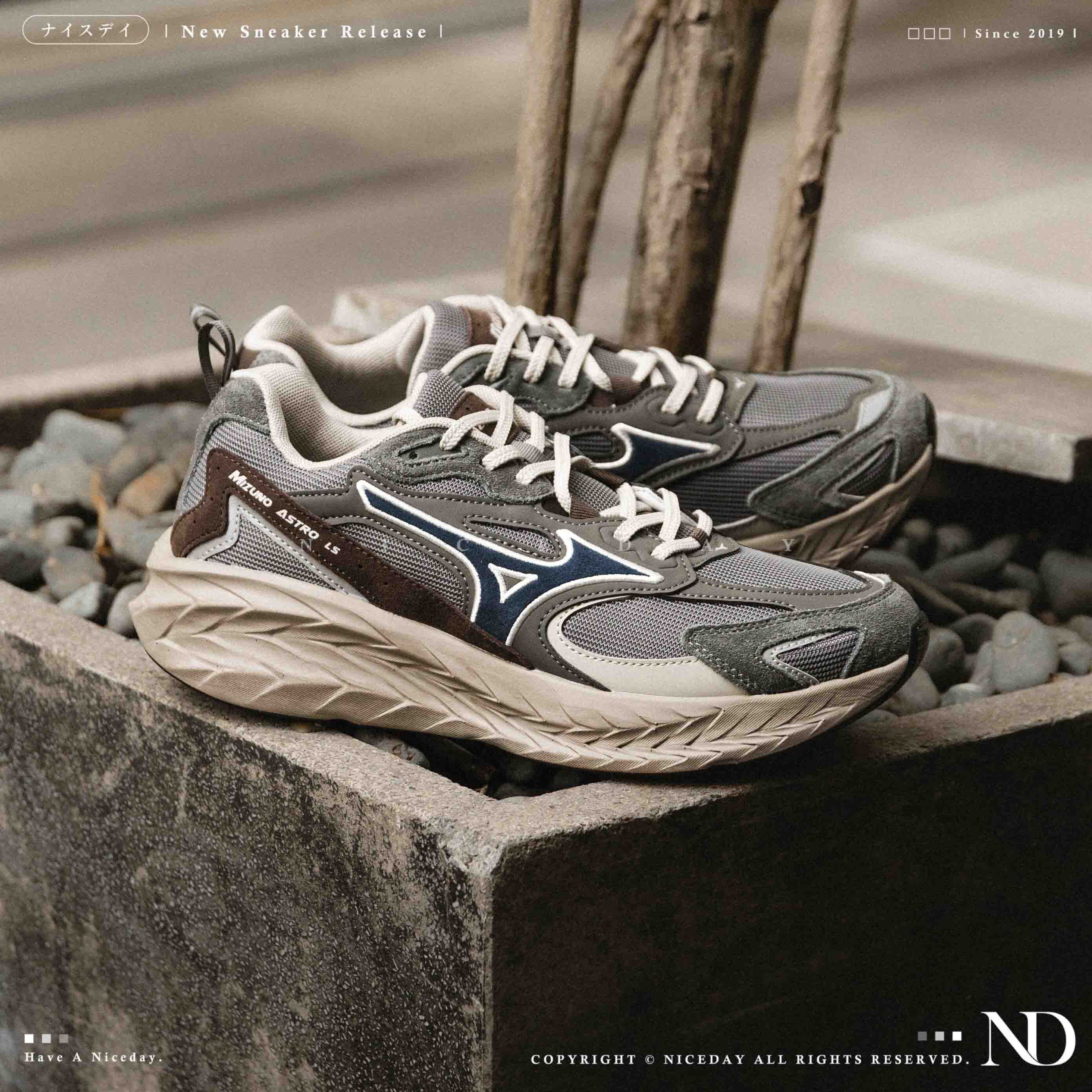 NICEDAY 代購 Mizuno Astro LS 復古 灰藍 灰 灰色 機能 慢跑 登山 山系 運動鞋 D1GH252104