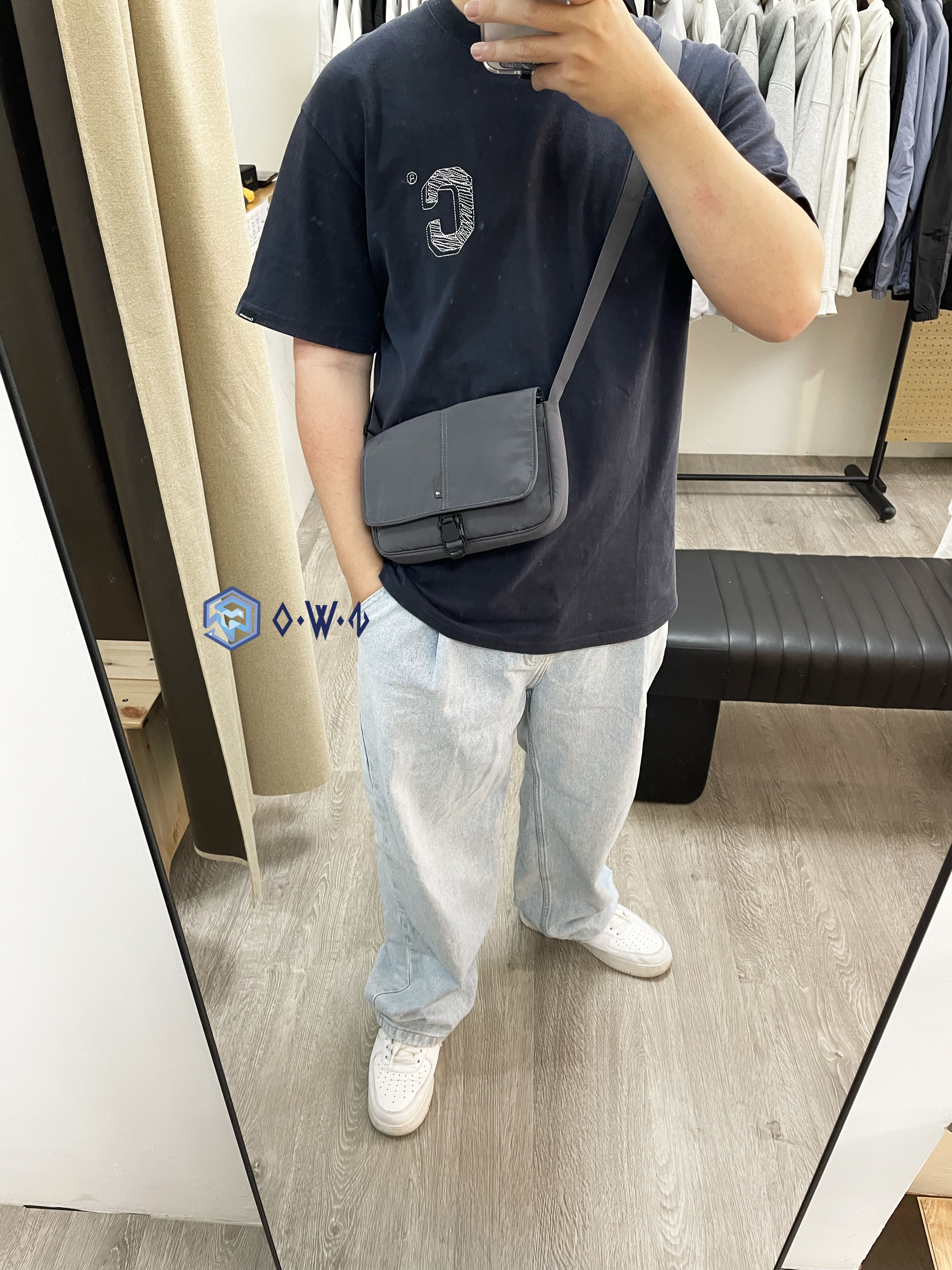 【OWN】New Balance 單肩包 側背 小包 腰包 城市機能 韓國限定 雙層 不分男女 鐵灰