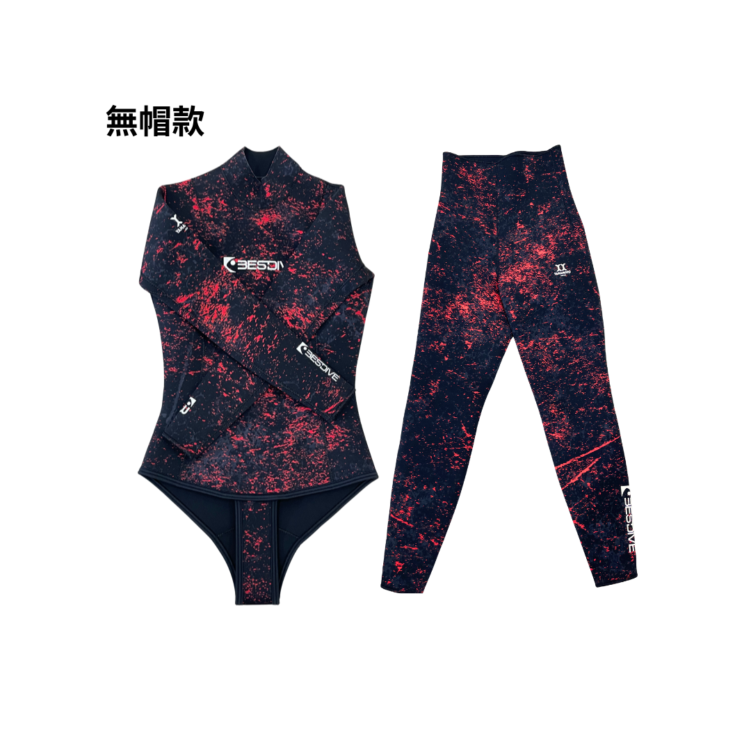 (售完刪除) ▲現貨 Bestdive 女款 3mm迷彩系列 藍洞迷彩 - 火山紅 2026