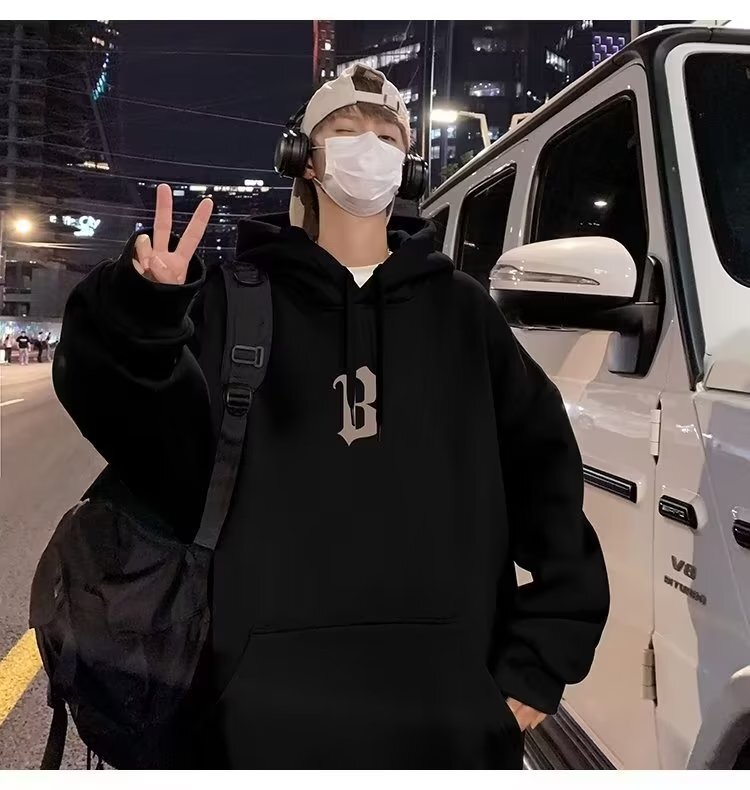 BH厚純棉連帽長袖大學T