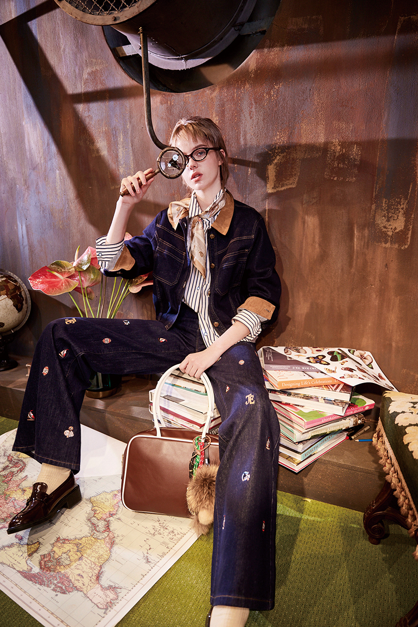 BE15352B1 海圖密語多色刺繡高腰寬直筒褲