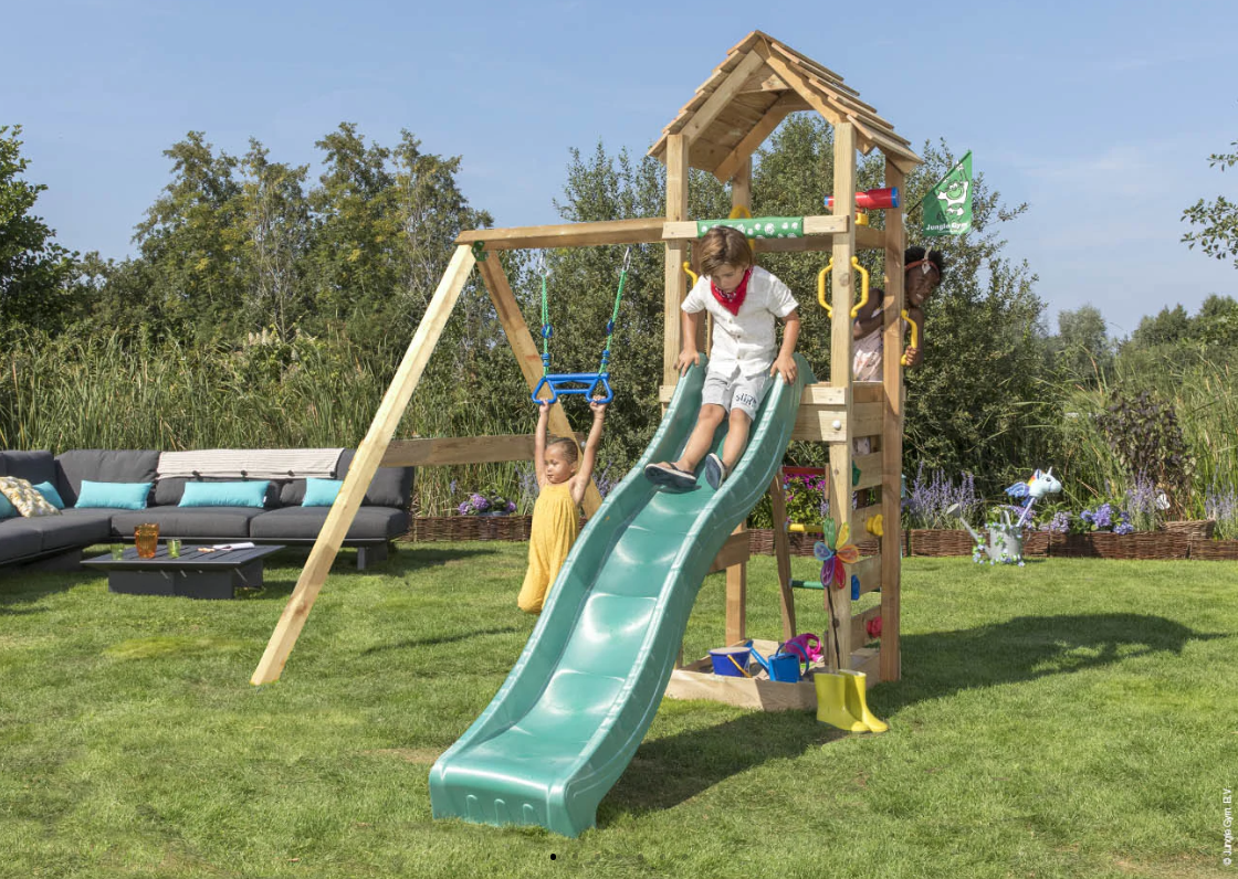 Jungle Cocoon - Wooden climbing frame with swing