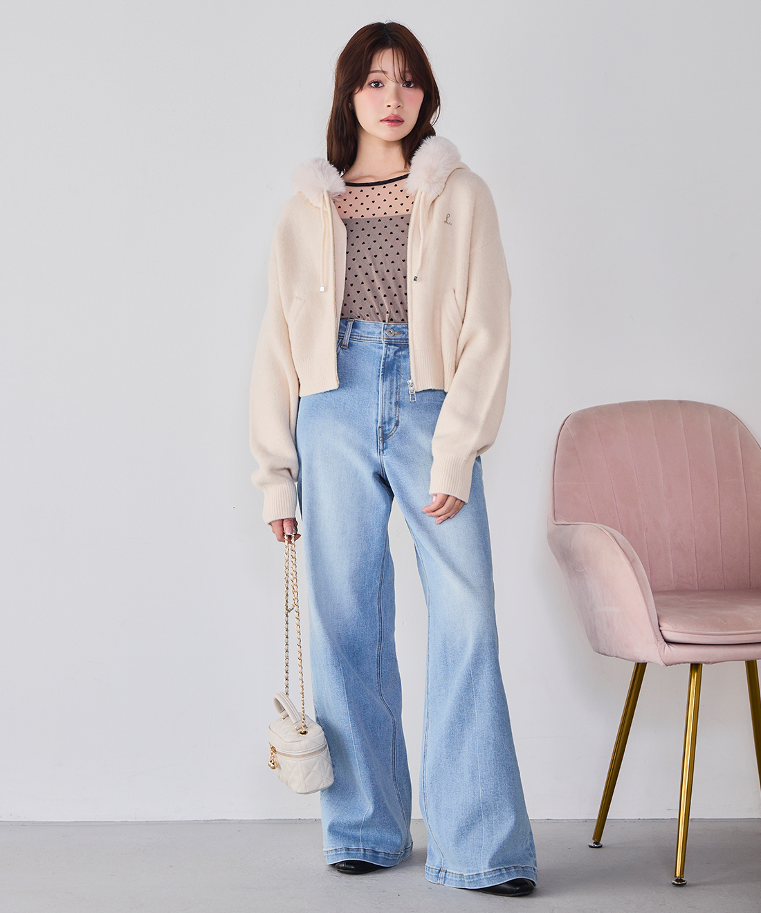 [預購] LILLIAN CARAT 愛心口袋寬版牛仔褲