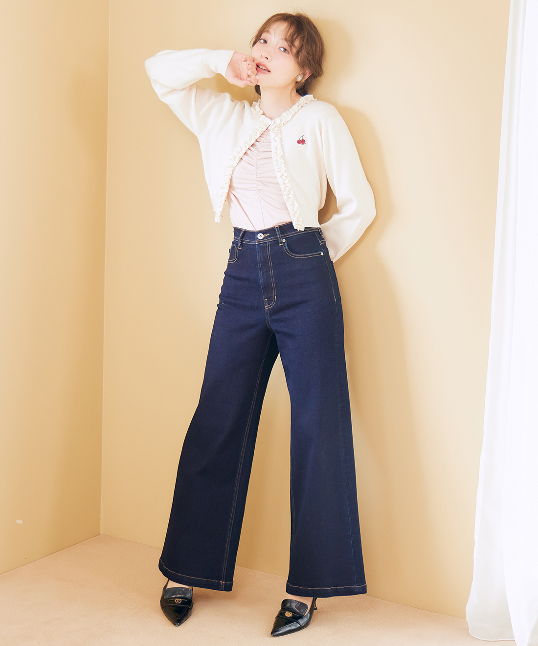 [預購] LILLIAN CARAT 愛心口袋寬版牛仔褲