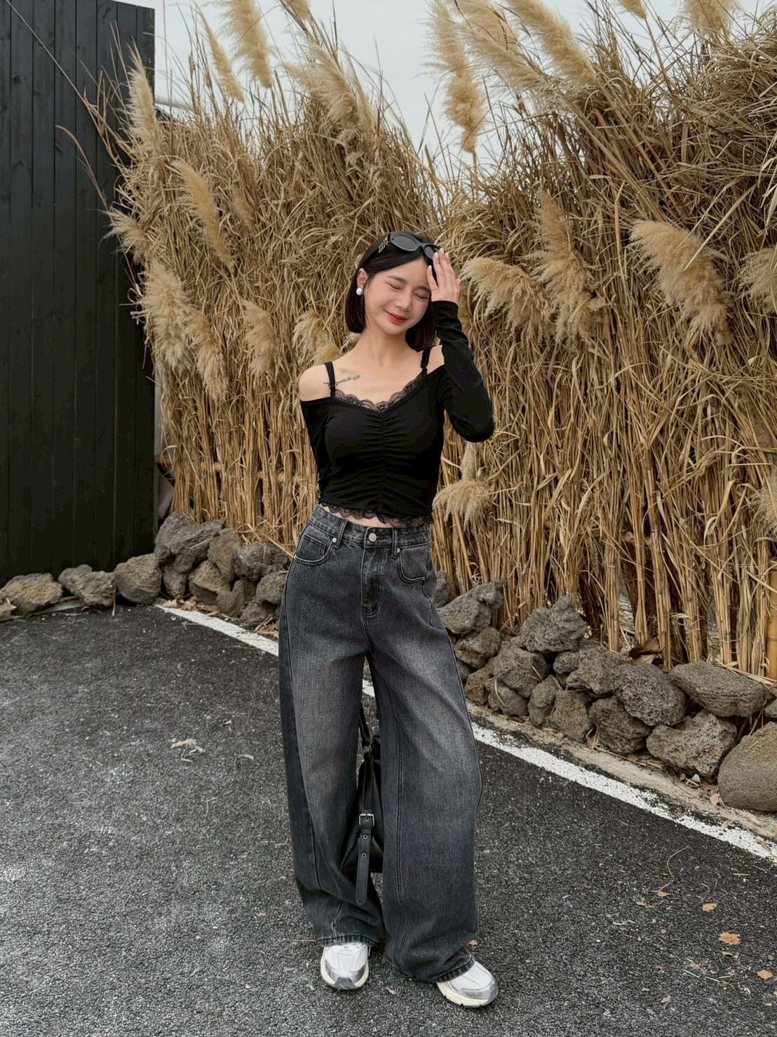 超推!自留款黑灰系牛仔寬褲