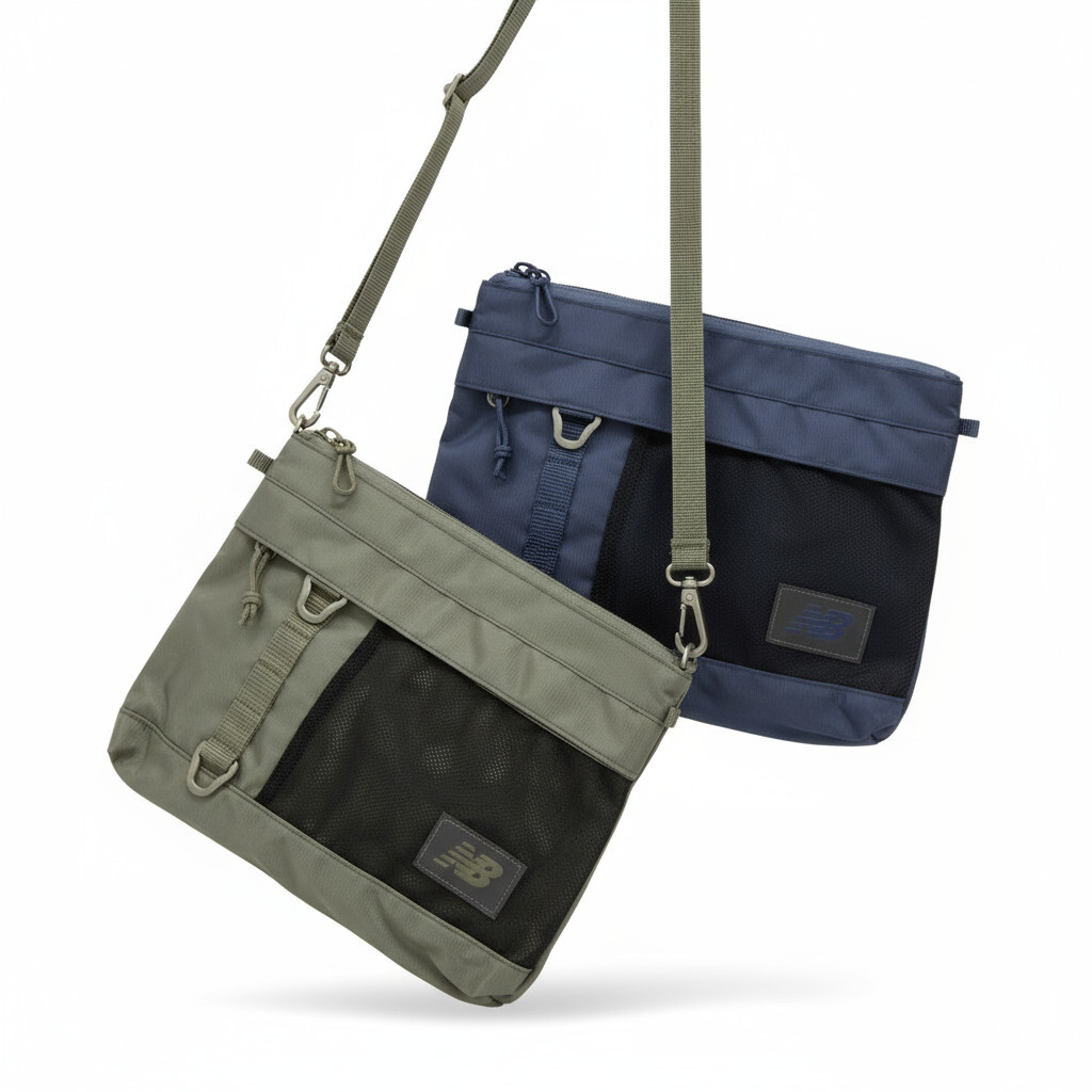 NEW BALANCE 側背包 NB LOGO 綠 藍 隨身  網袋 包包 LAB51530DEK LAB51530VTI