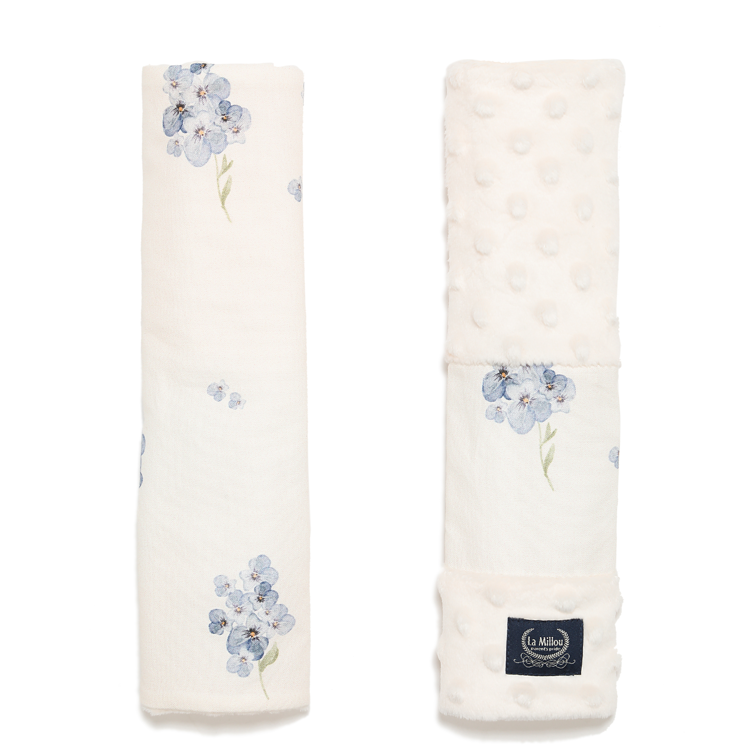 La Millou波蘭 豆豆安全帶保護套｜英倫藍鈴花｜雲朵白