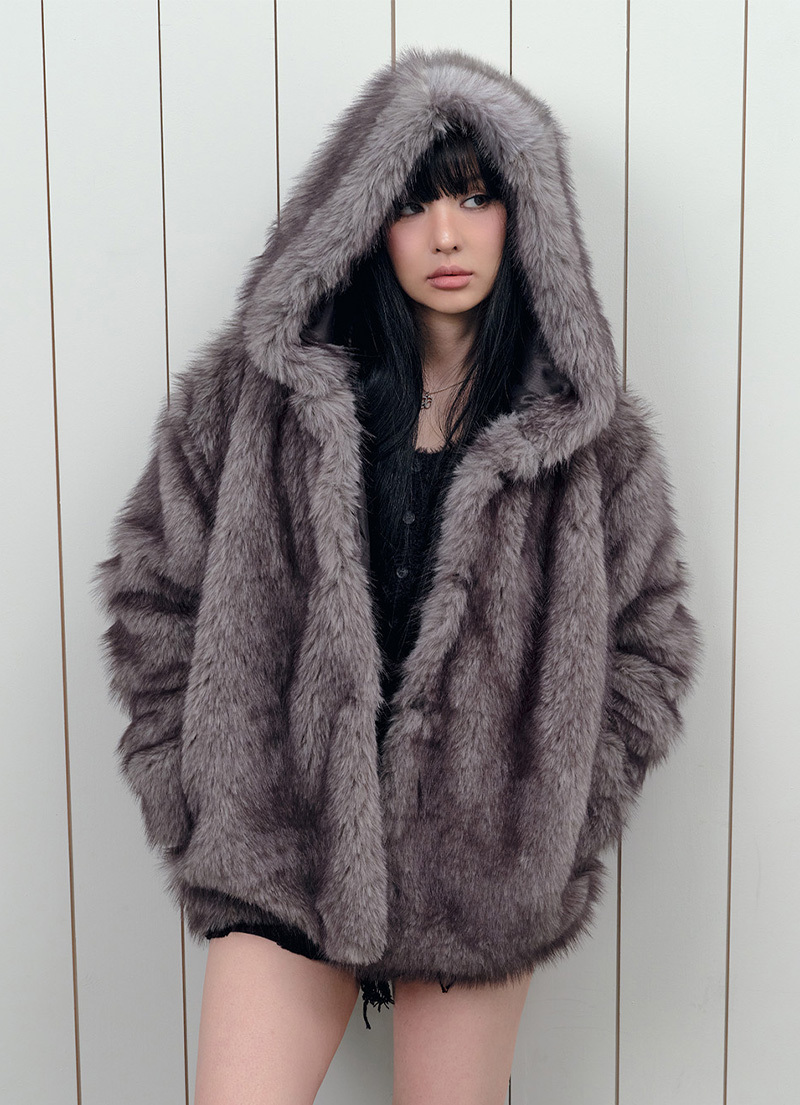 ASON KOA HOOD FUR JACKET 皮草外套 毛毛外套 皮草 辣妹 (2色)
