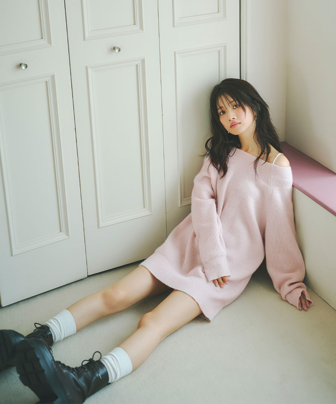 [預購] 折扣 COCO DEAL 浣熊毛混紡針織短洋裝