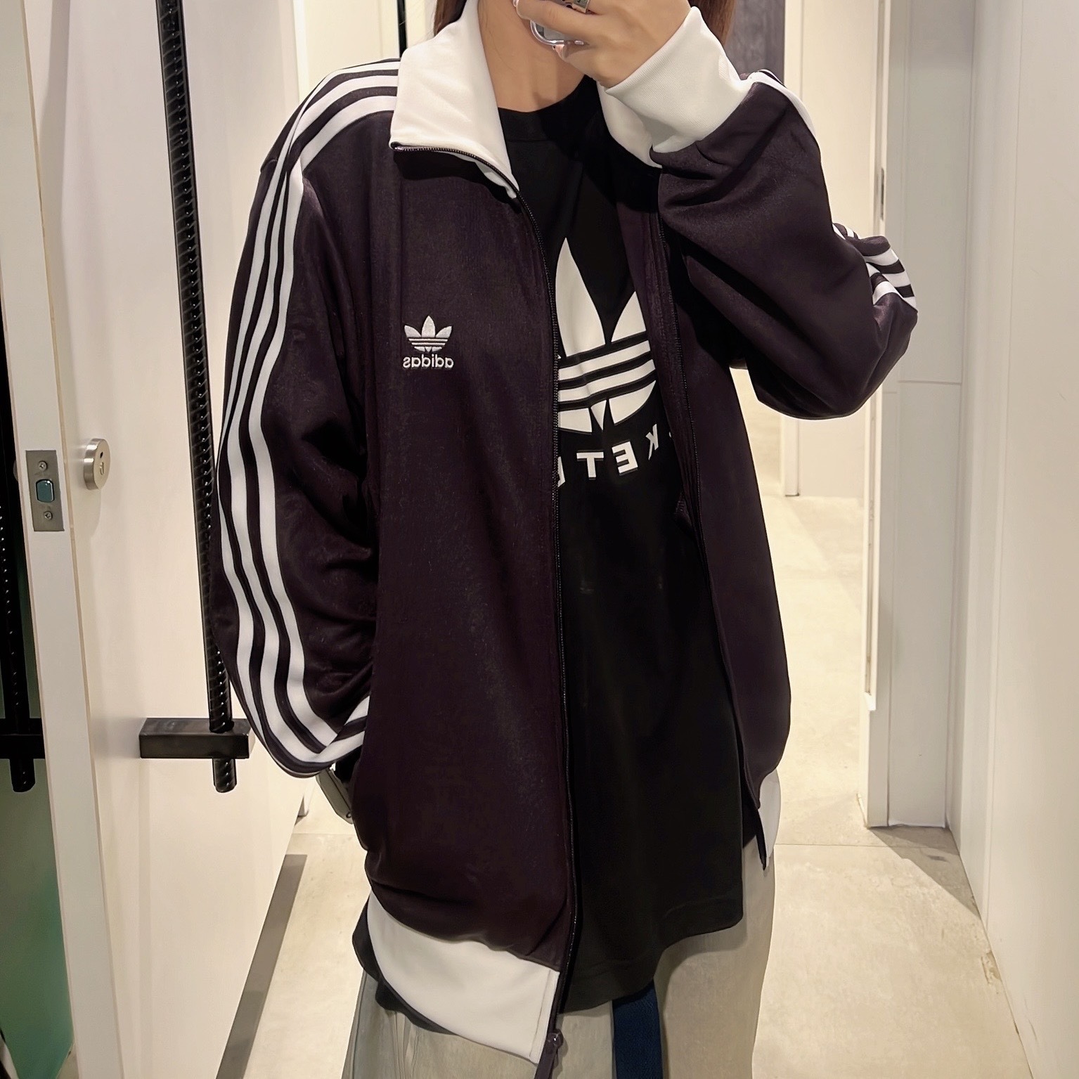 ADIDAS ORIGINALS 深紫色 修身 三線外套 羅紋立領 羅紋下擺 IY9882