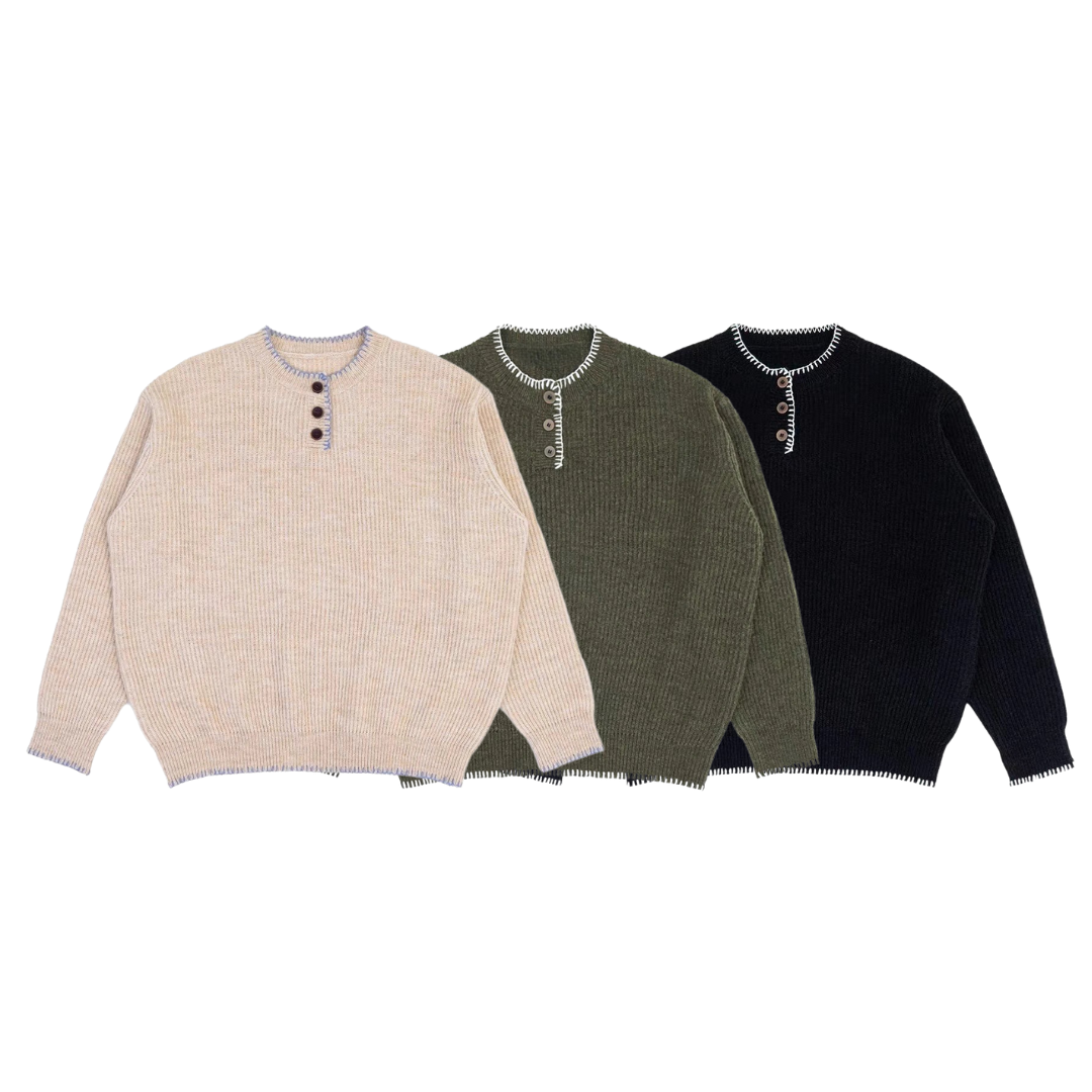 OurPick Henley Collar Knit Sweater 亨利領針織毛衣 3色