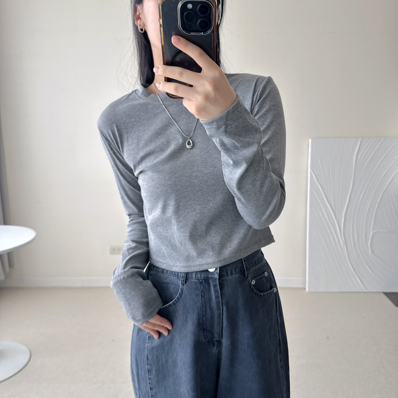 會遮肚臍的短版長袖（現貨）