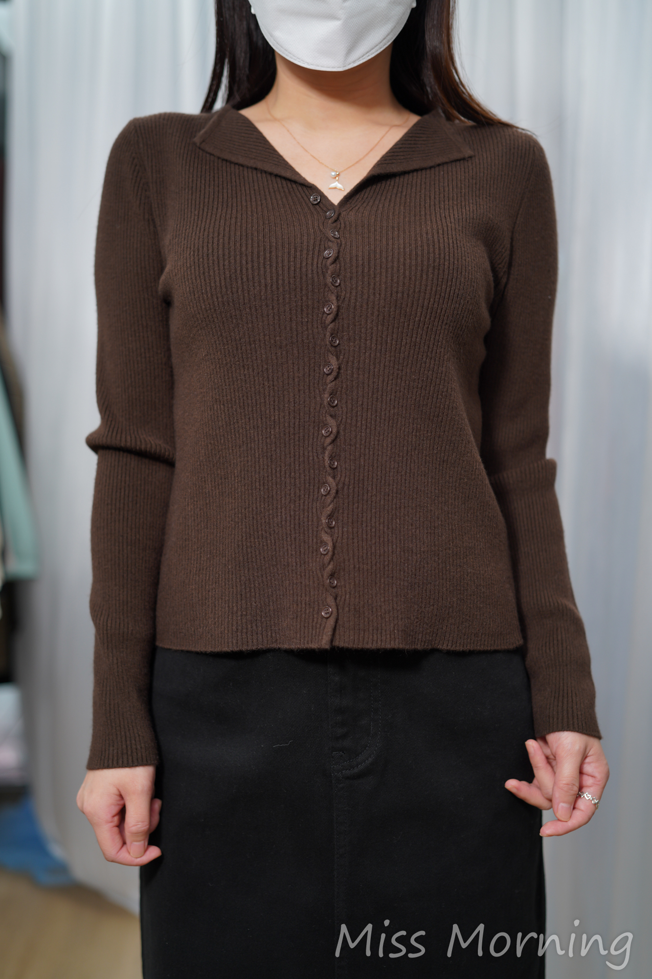 彈彈全真鈕顯瘦襯衣(14891)