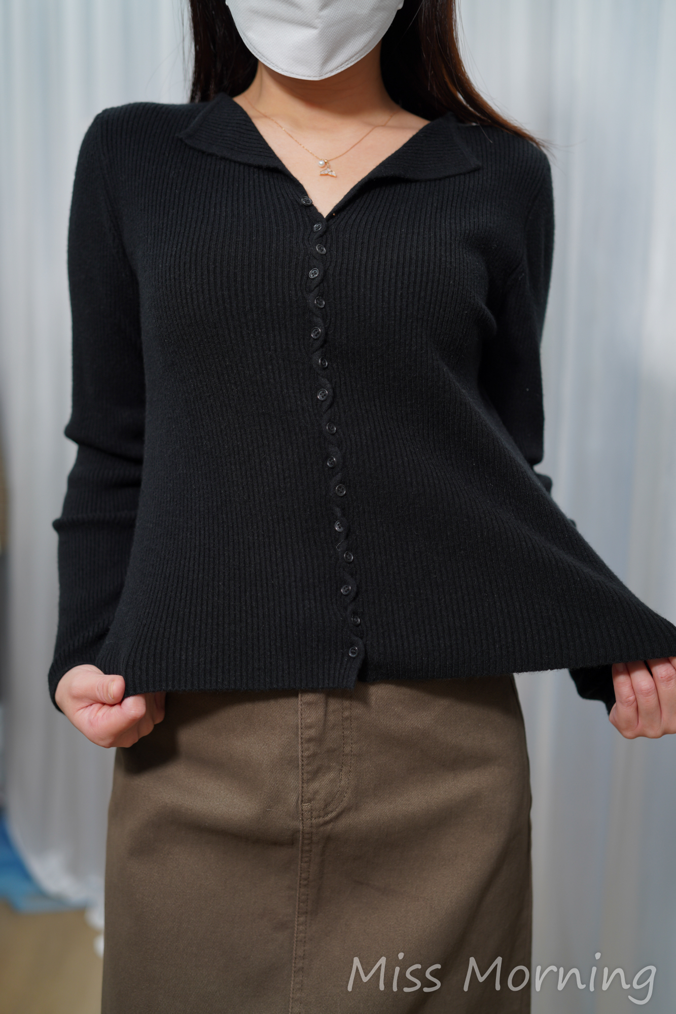 彈彈全真鈕顯瘦襯衣(14891)