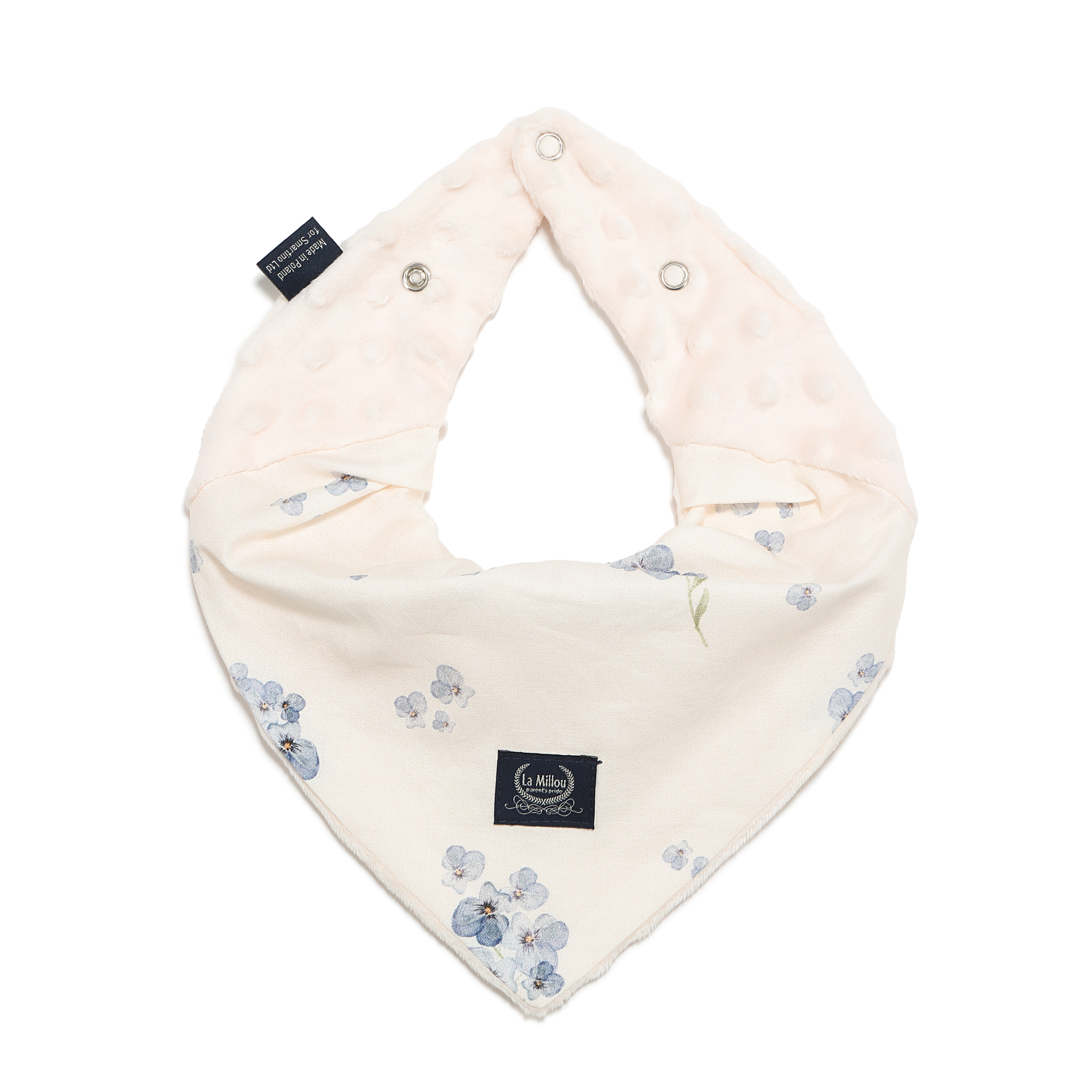 La Millou波蘭 豆豆圍兜領巾｜英倫藍鈴花｜雲朵白