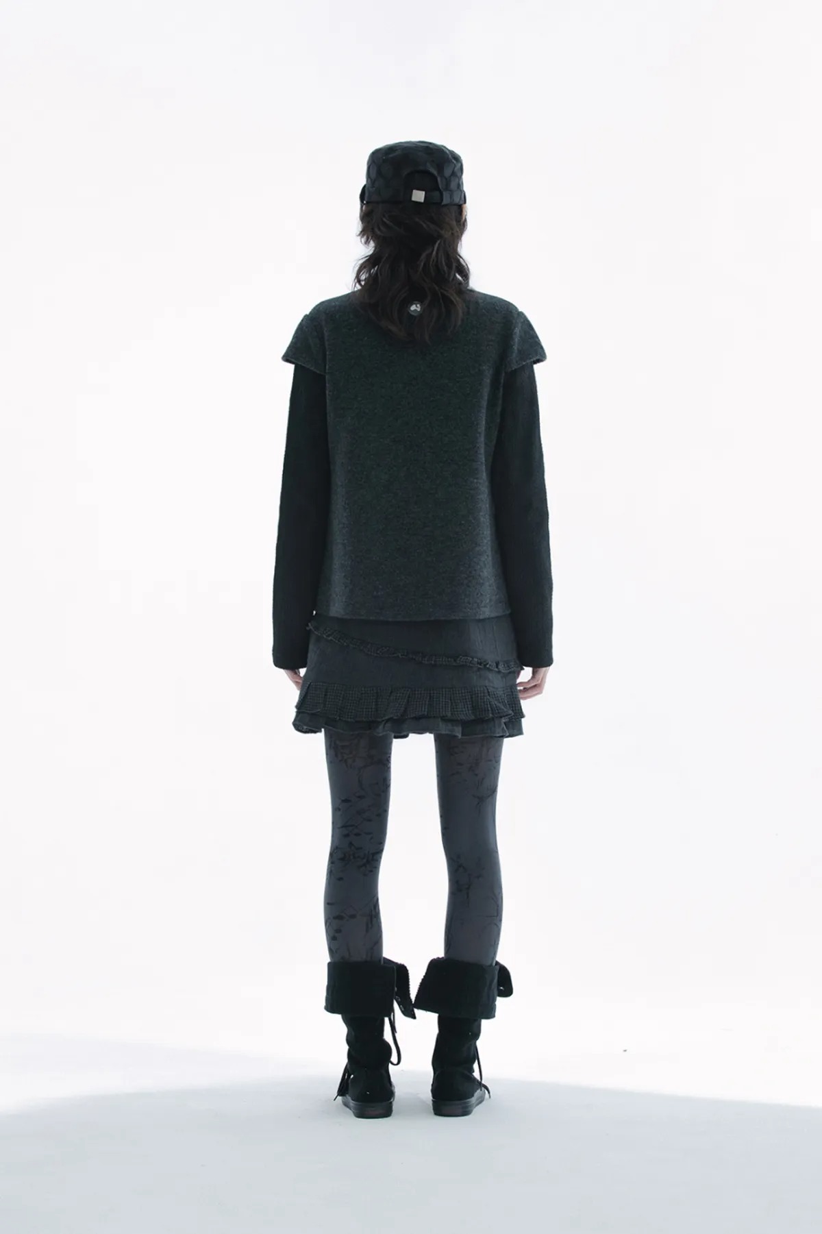 HUG YOUR SKIN) Round collar knit jacket - 2col