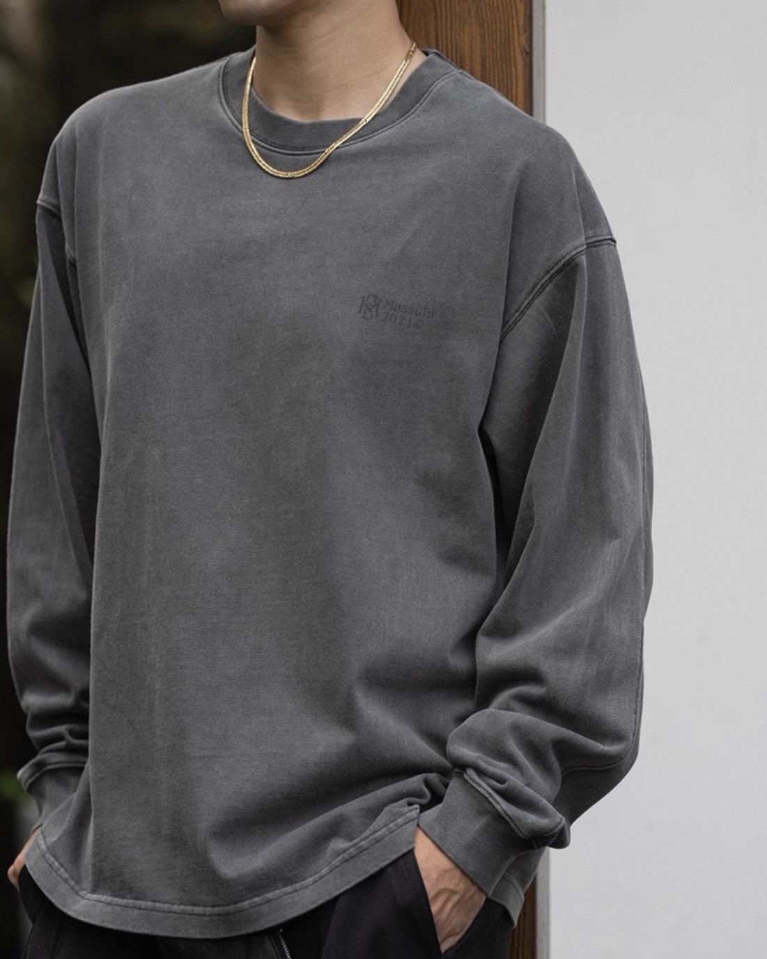 #預購 MASSULTI 25AW 日系復古 蠟染水洗做舊印花重磅長袖 兩色