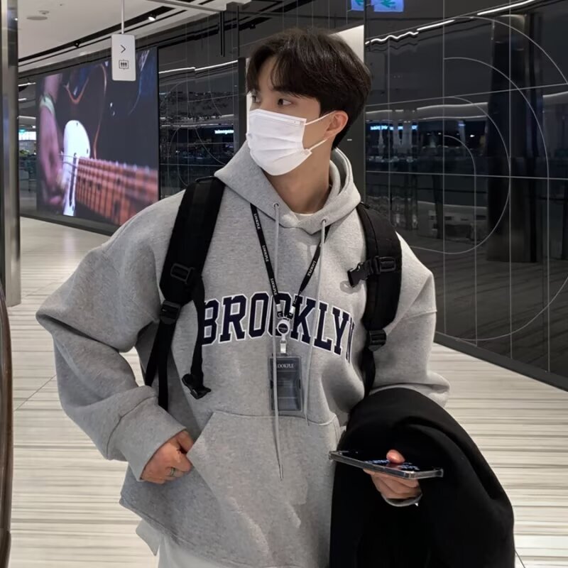 超韓氣質純棉連帽長袖大學T｜挺版慵懶厚磅衛衣｜YP STYLE