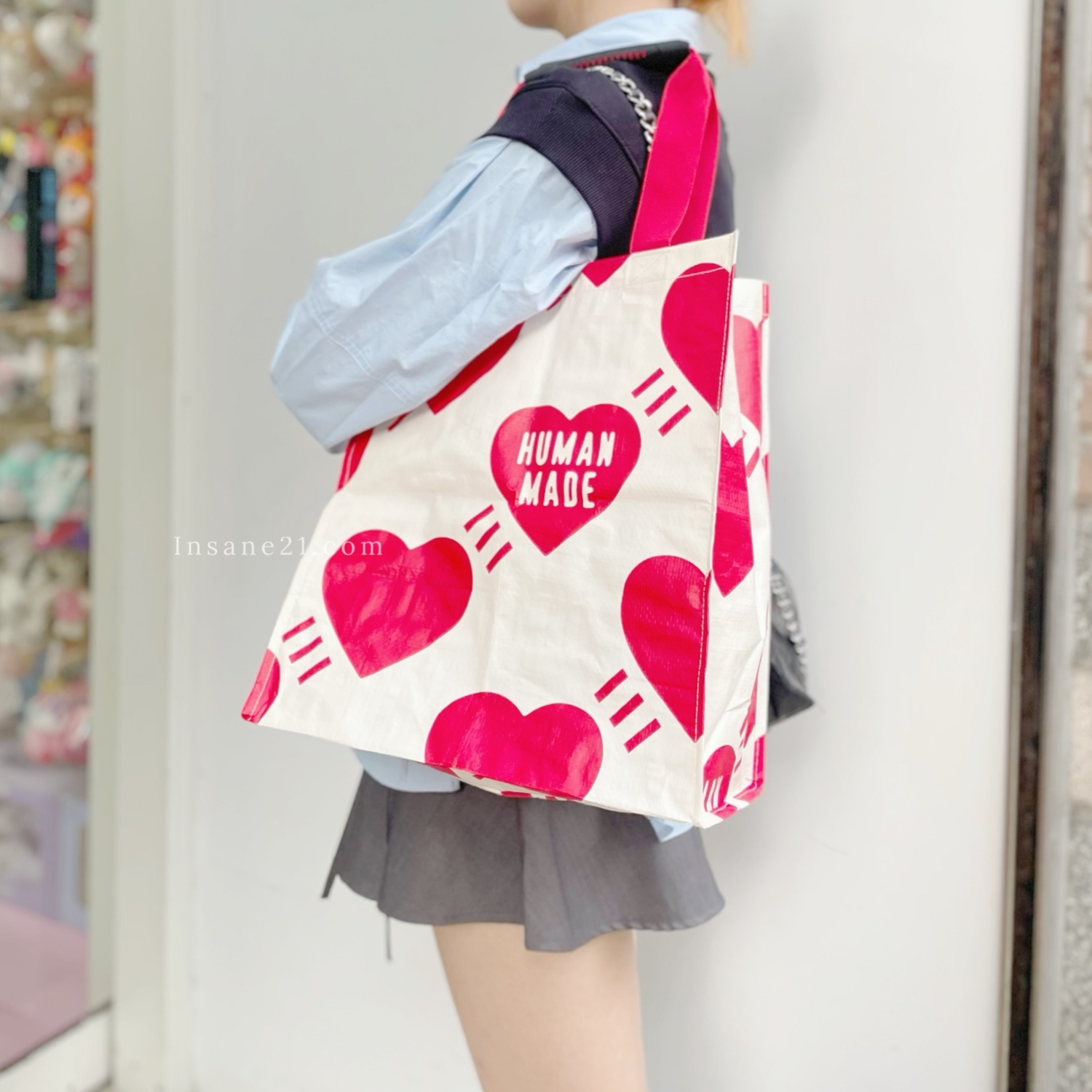 HUMAN MADE 手提環保袋 滿版愛心 橡膠握把 日常 購物袋