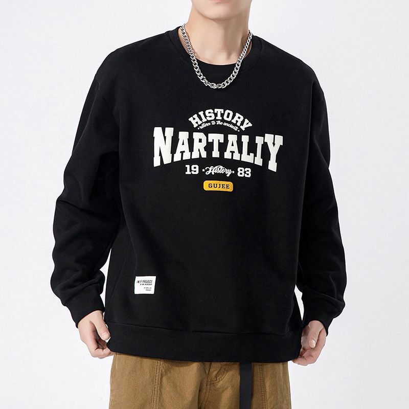 美式復古寬鬆圓領大學T 81107