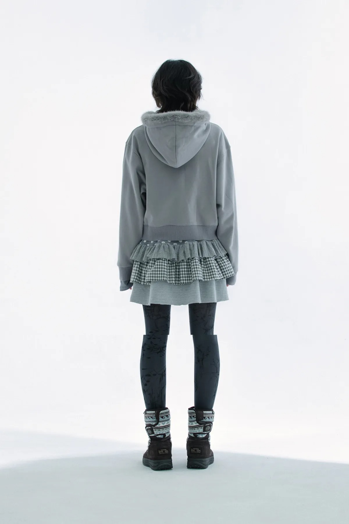 HUG YOUR SKIN) Hotfix fur hoodie zip-up - 3col