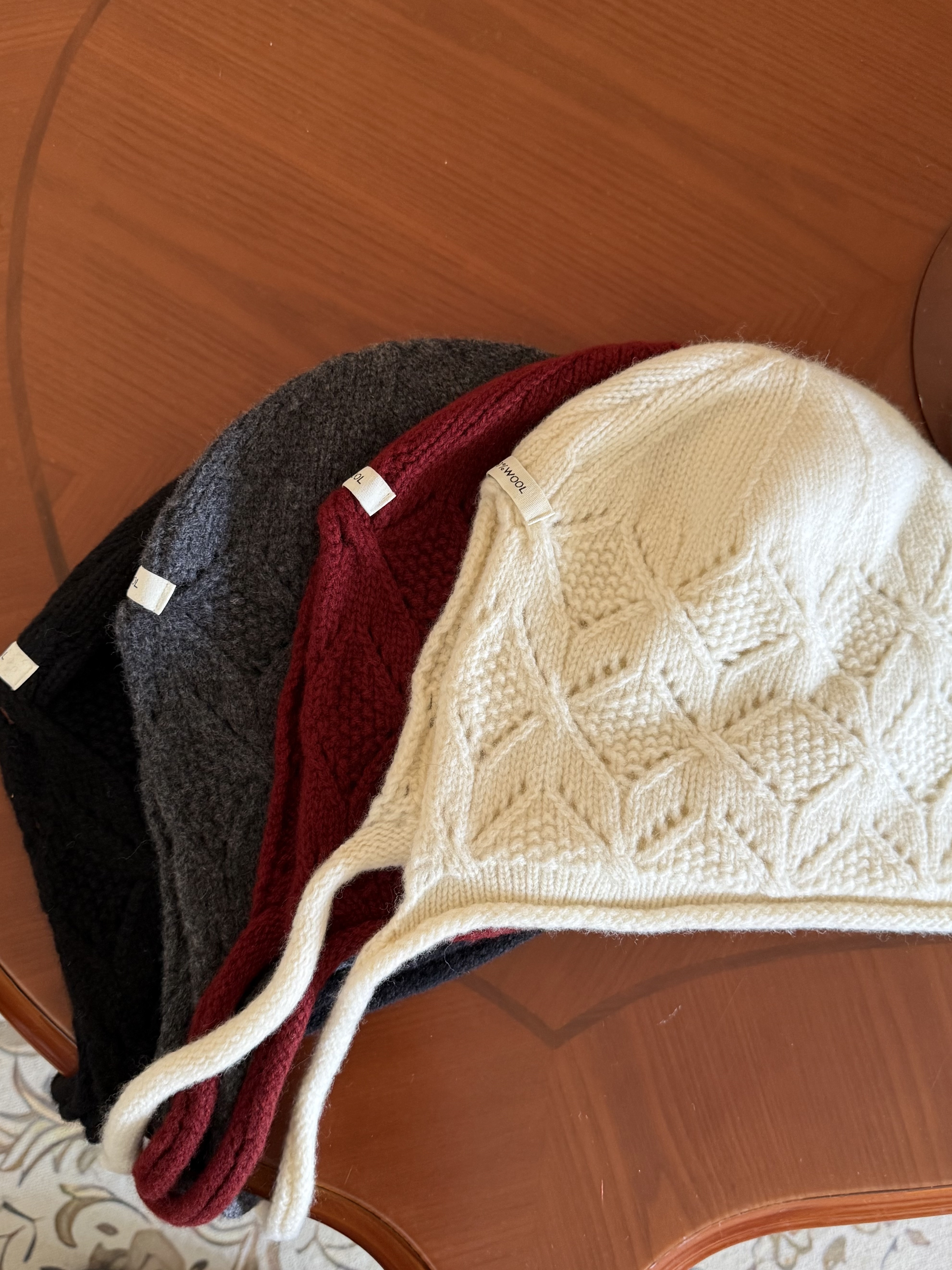 羊毛針織簍空毛帽