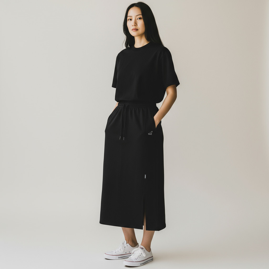 KANGOL 長裙 黑 白杏 麻灰色 LOGO 刺繡 棉質長裙 6552150300 6552150312 6552150320