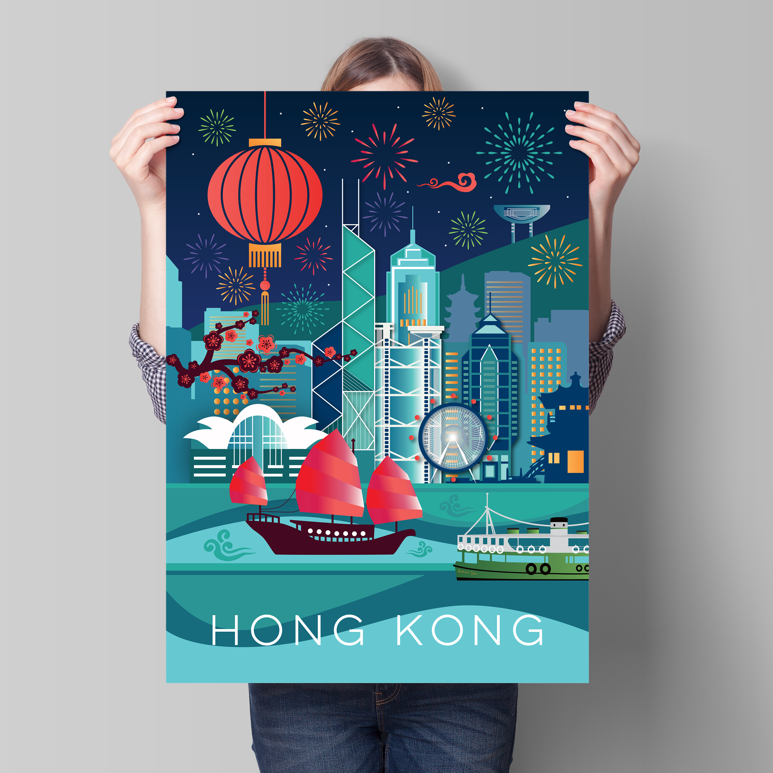 BISCUITMOON DESIGNS tea towel pack of two - geo HK and coordinate