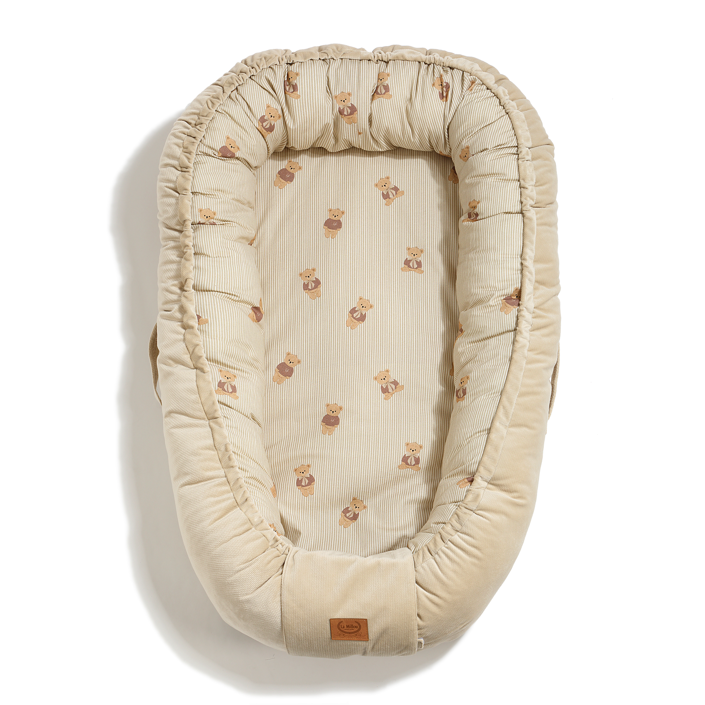 La Millou波蘭 Velvet頂級棉柔嬰兒睡窩(鋪棉版)｜學院熊寶寶｜舒柔米褐