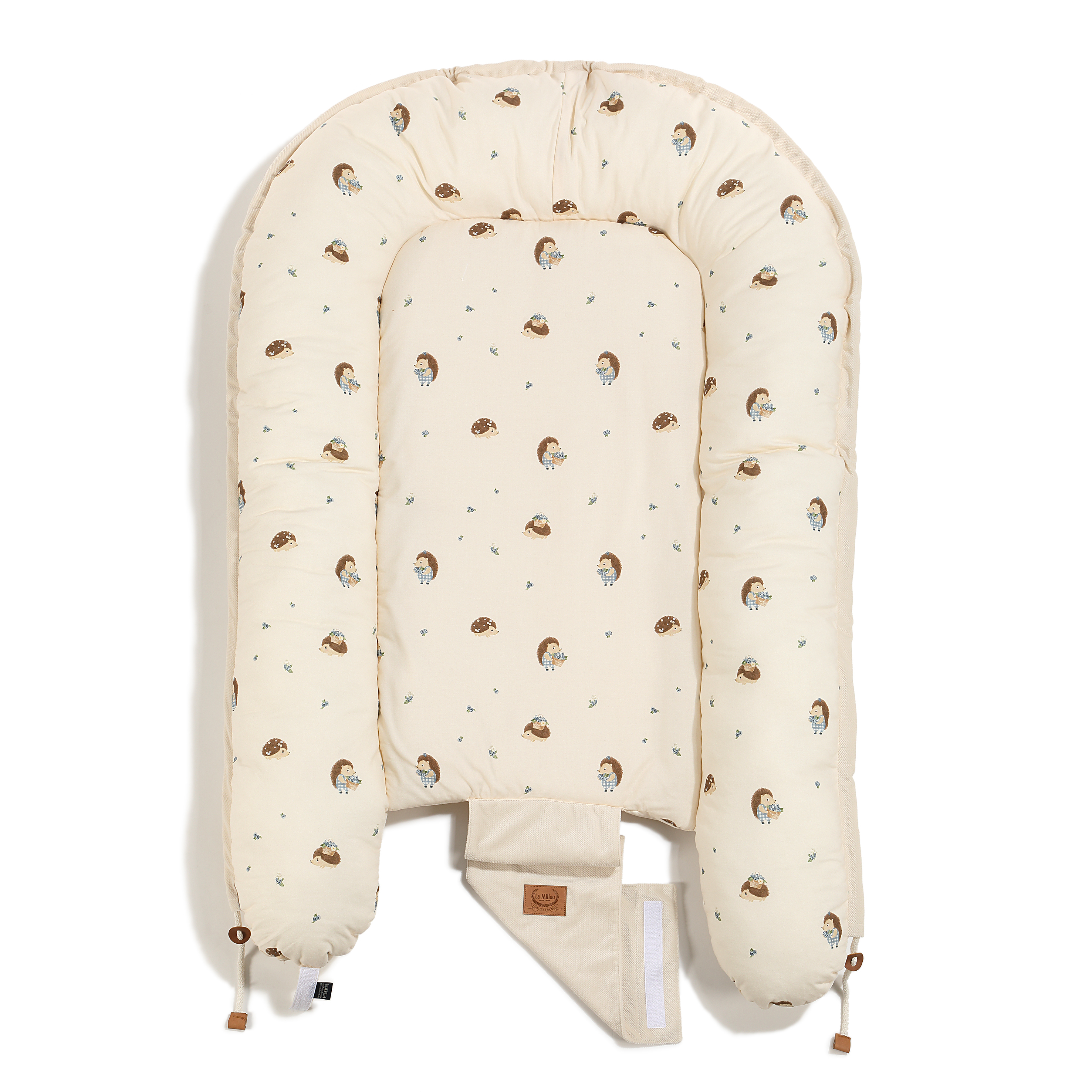 La Millou波蘭 Velvet頂級棉柔嬰兒睡窩(鋪棉版)｜藍莓小刺蝟｜舒柔純白