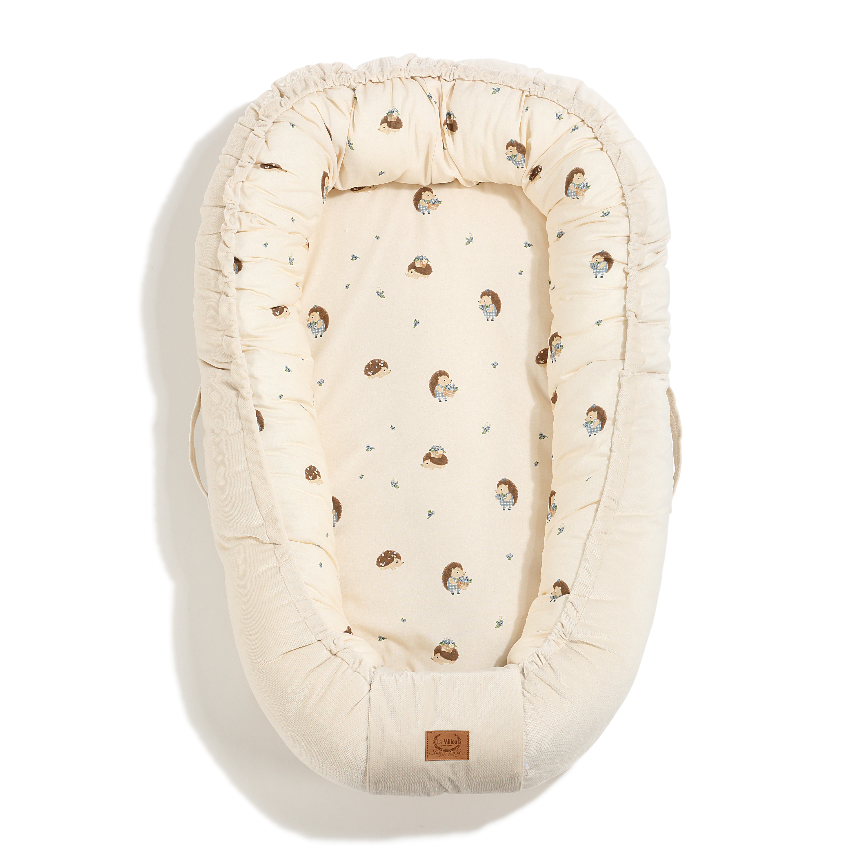 La Millou波蘭 Velvet頂級棉柔嬰兒睡窩(鋪棉版)｜藍莓小刺蝟｜舒柔純白