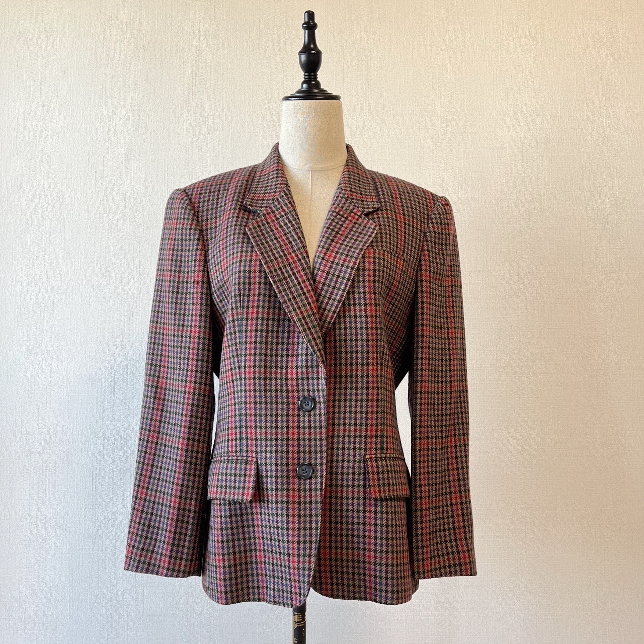 DAKS啡色細格紋羊毛西裝外套