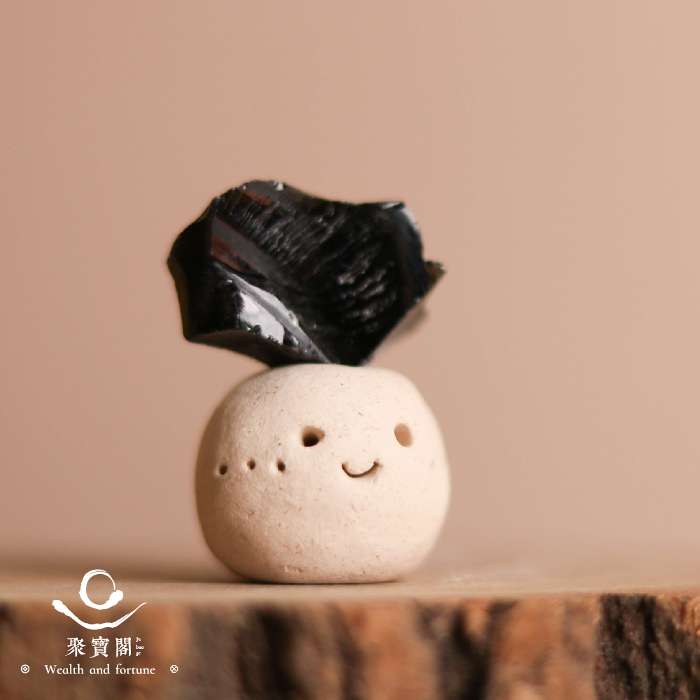 黑曜石辟邪化煞礦石迷你擺件｜防小人｜清除負面能量｜茶桌擺件｜過爐加持【綵金殿】