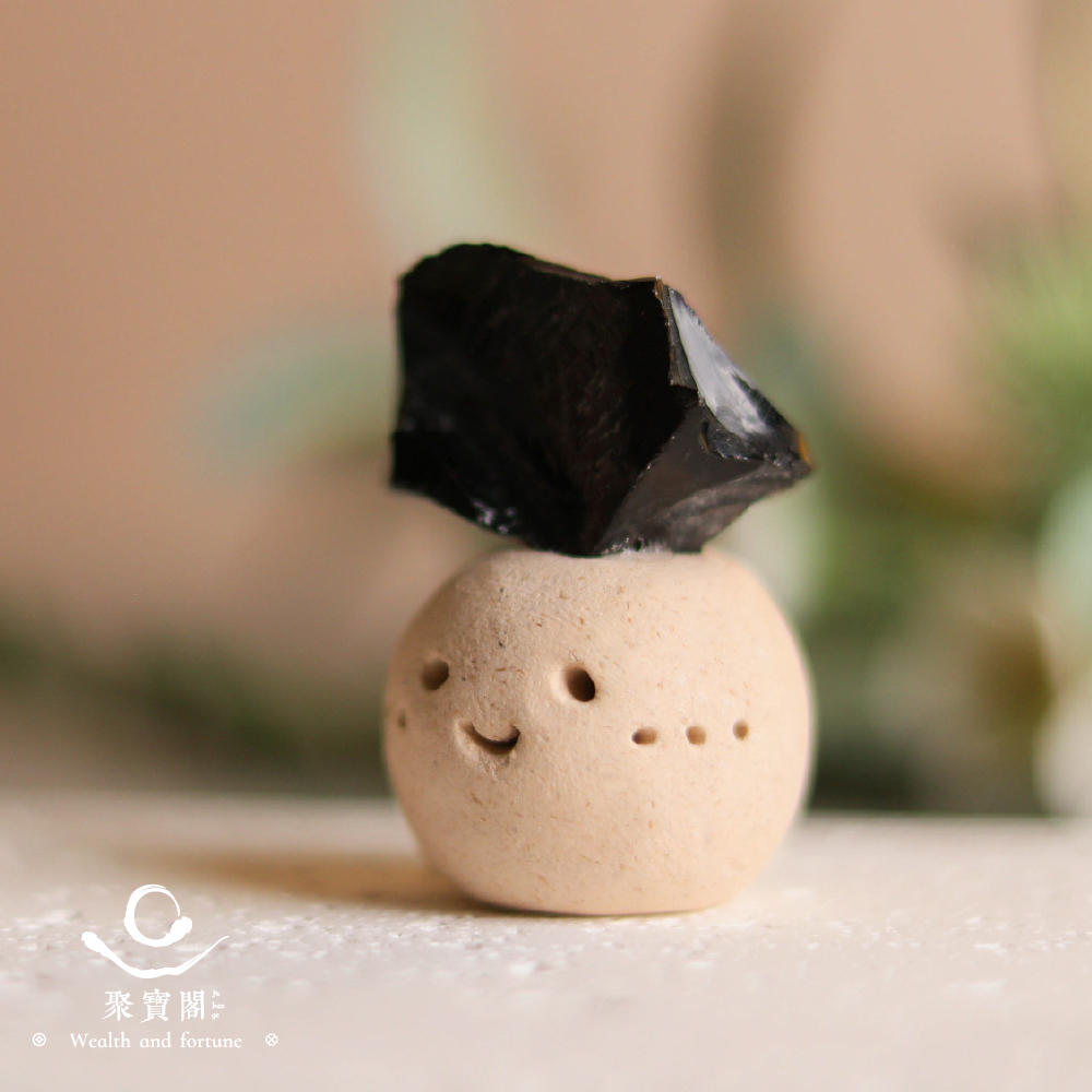 黑曜石辟邪化煞礦石迷你擺件｜防小人｜清除負面能量｜茶桌擺件｜過爐加持【綵金殿】