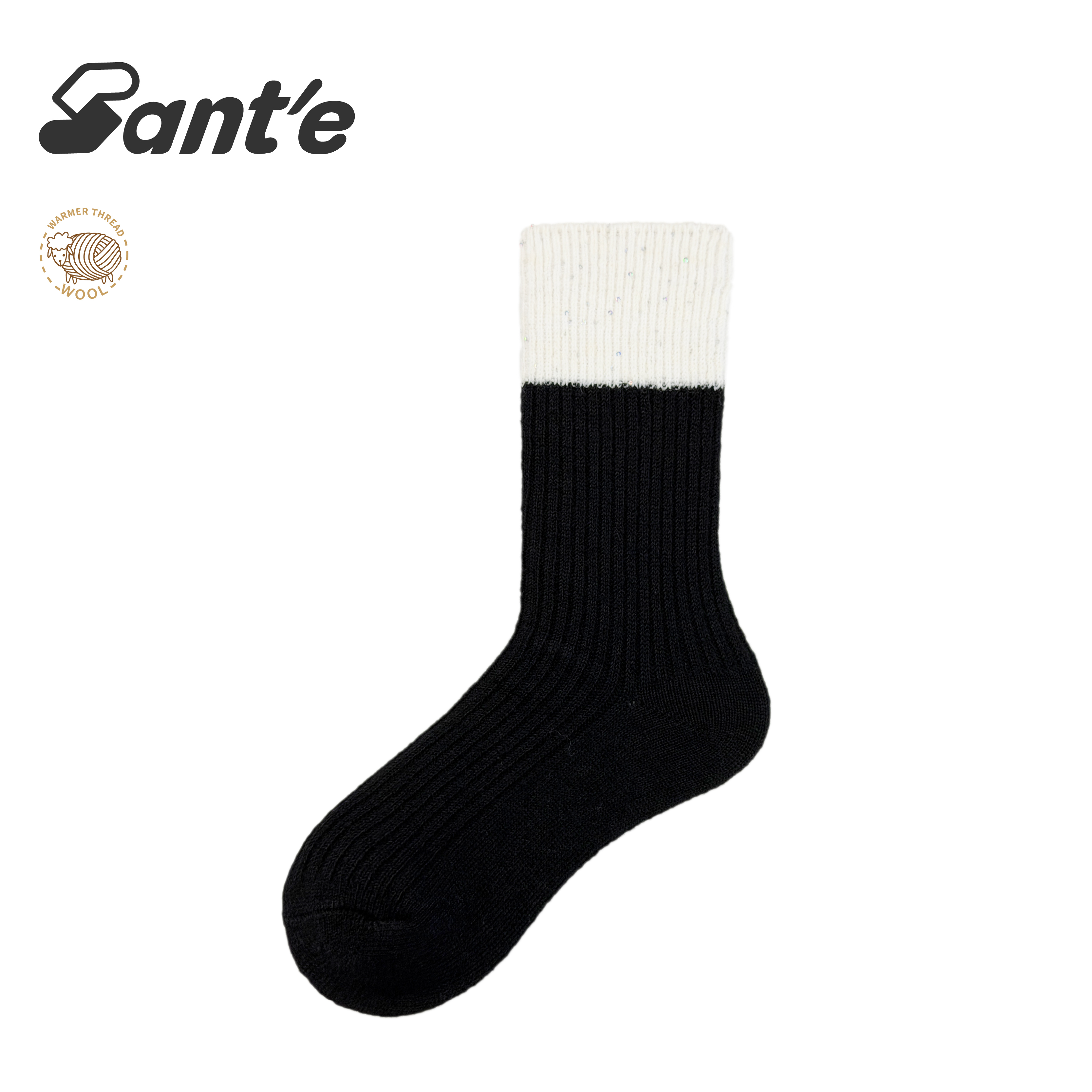 Santé 台灣 撞色中筒羊毛襪 女款 (3色) 44SA2371