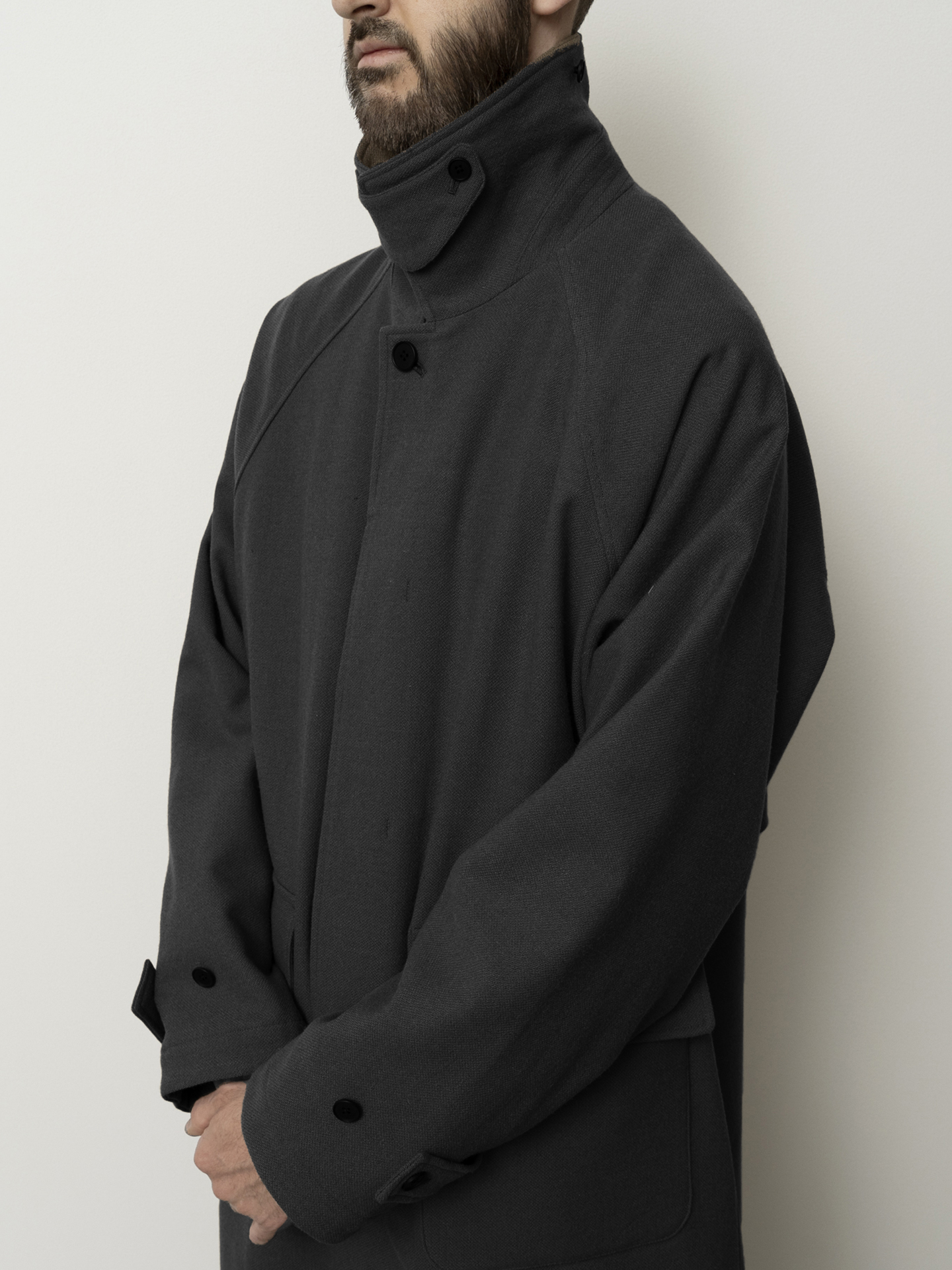 Still By Hand W/N Balcollar Coat Black Navy CO03253