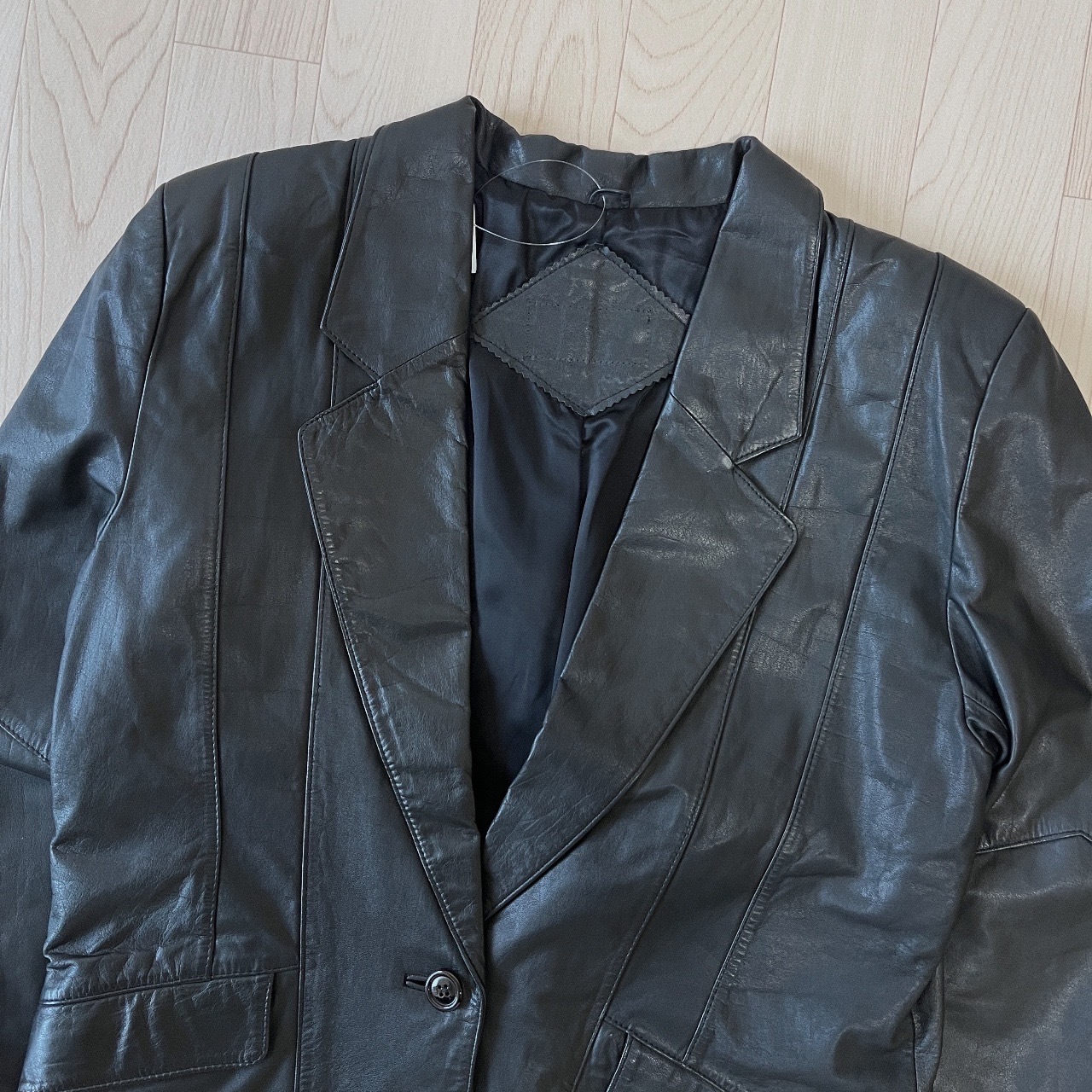 黑色牛皮西裝外套