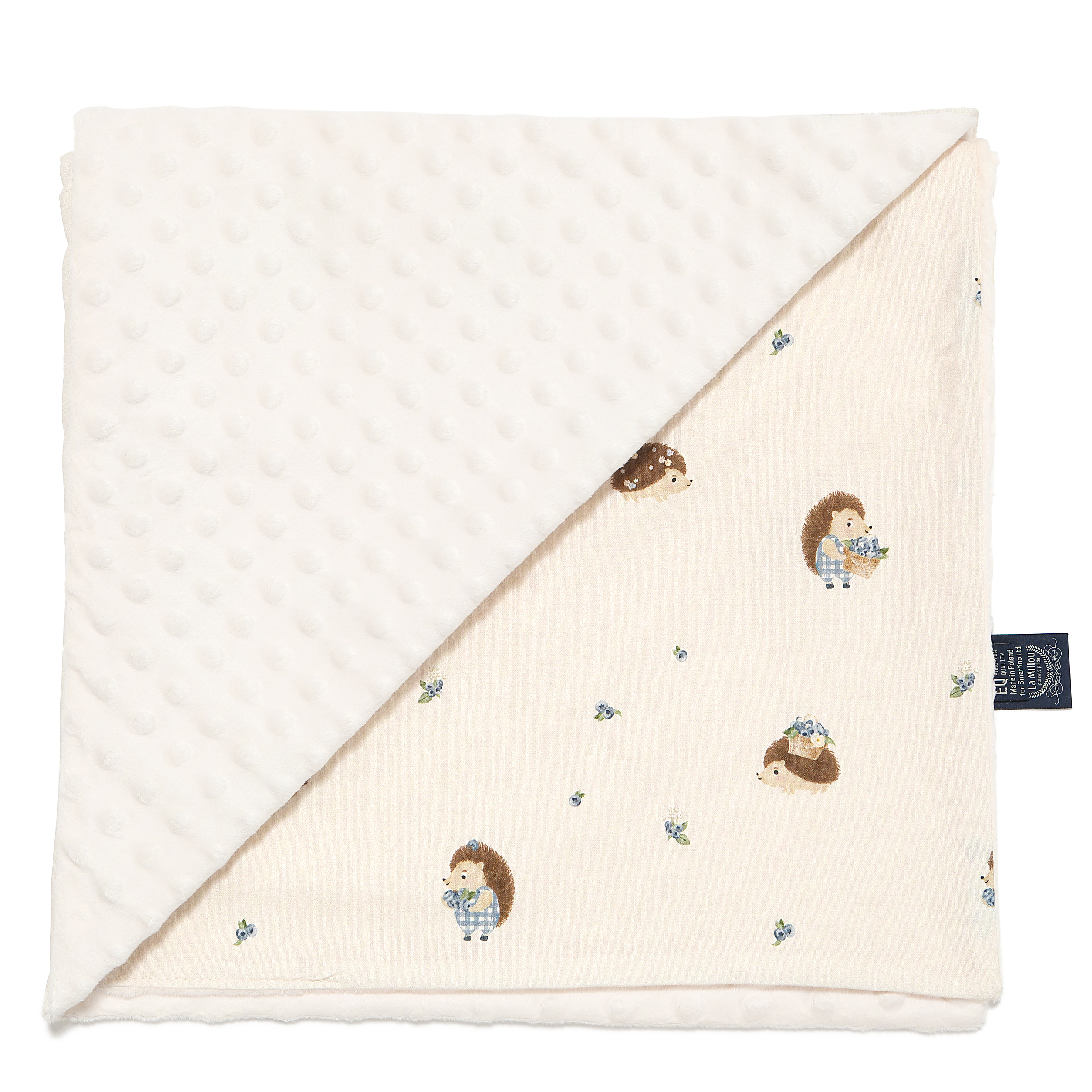 La Millou 單面巧柔豆豆毯｜藍莓小刺蝟｜雲朵白