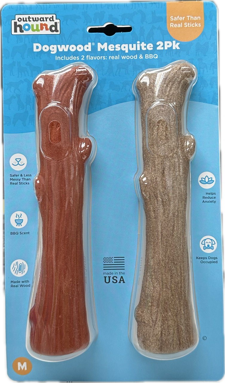 Outward hound-原味橡木棒+燒烤味潔齒棒(2枝裝) 中