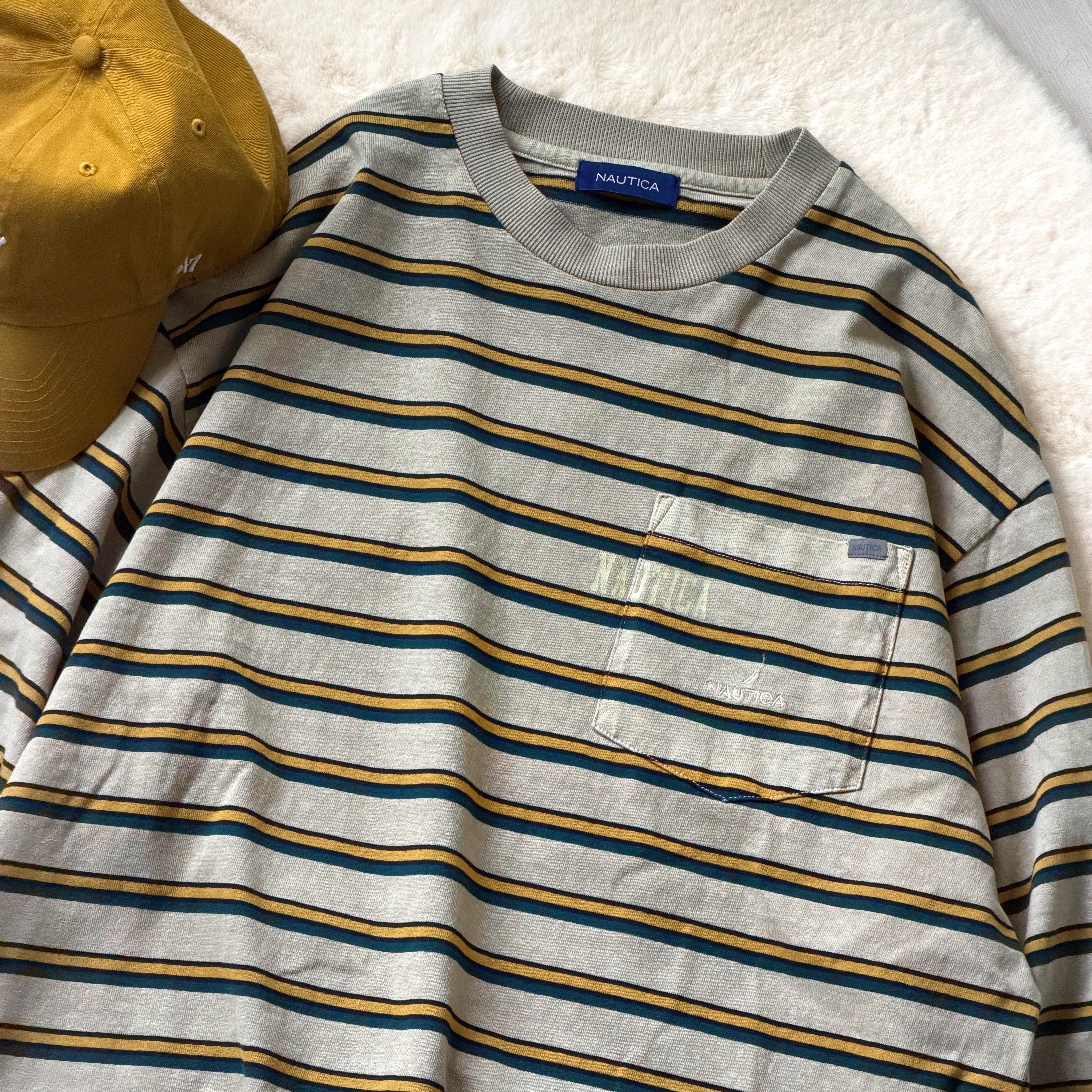 現貨 | Nautica Garment Pigment Dyed Hidden Logo Multi Border L/S Tee 日版 洗水 扎染