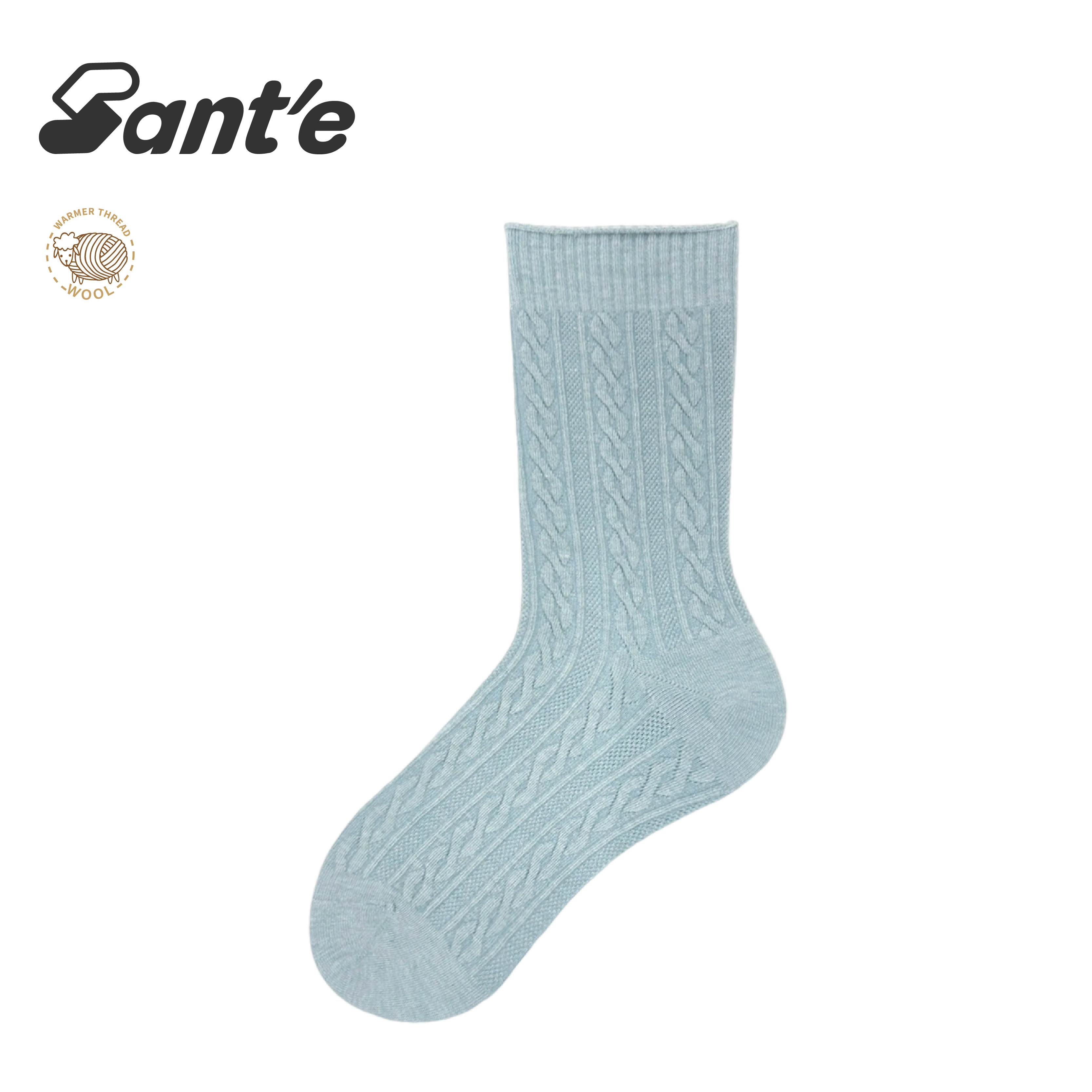 Santé 台灣 麻花中筒羊毛襪 女款 (6色) 44SA2634