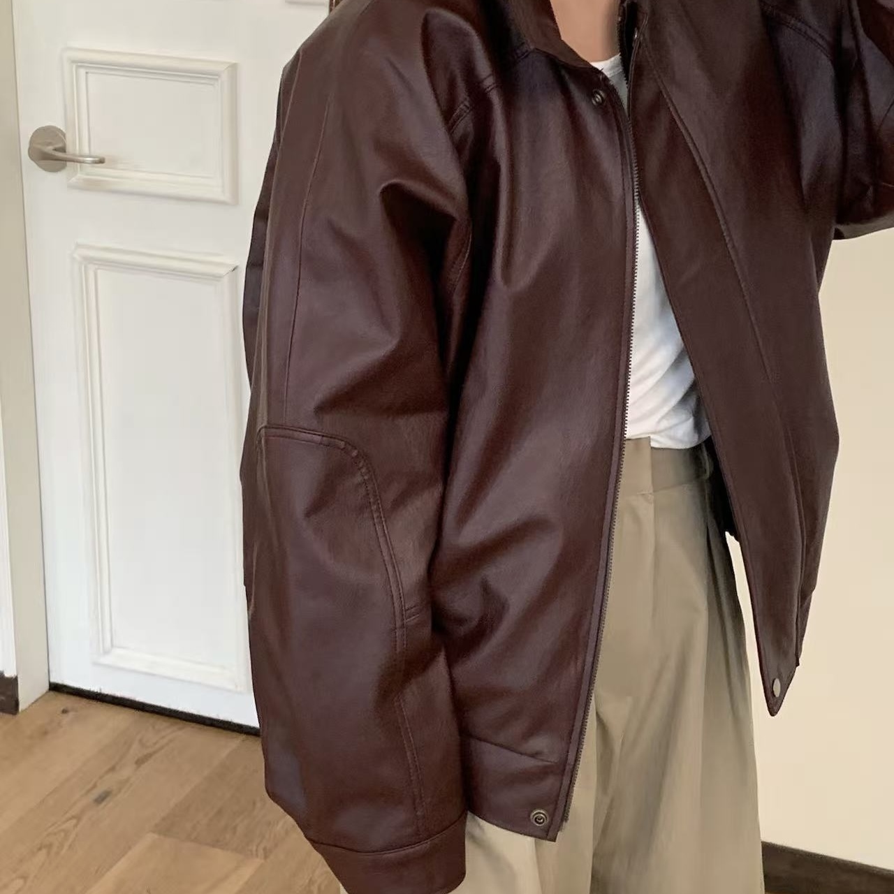 NL02俐落剪裁漂亮皮外(微醺紅酒)