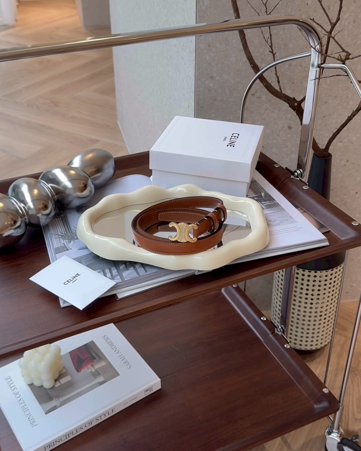 CELINE｜凱旋門皮帶 寬1.8cm 棕色