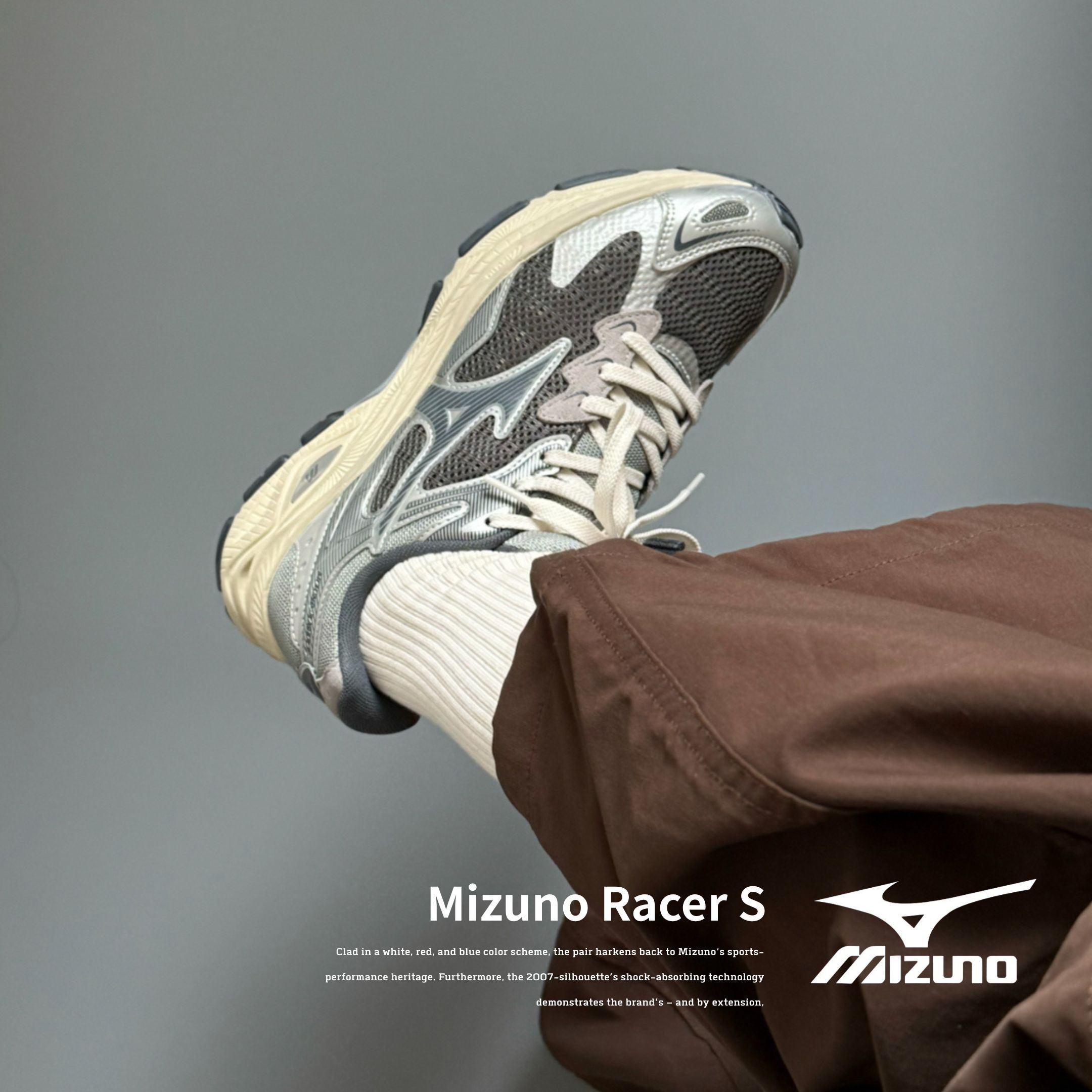 NICEDAY 代購 Mizuno Racer S 美津濃 銀灰 藍 復古 慢跑 D1GH223519