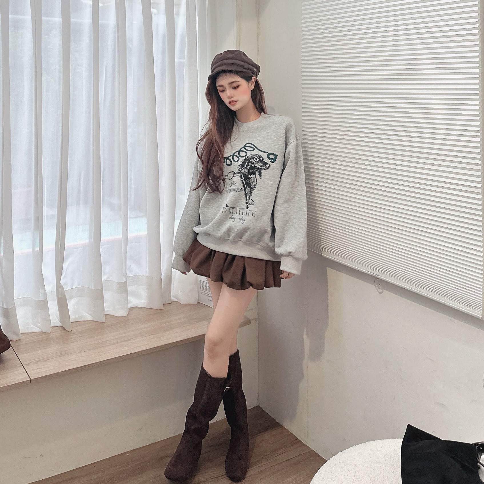 復古小狗字母大學TEE/三色