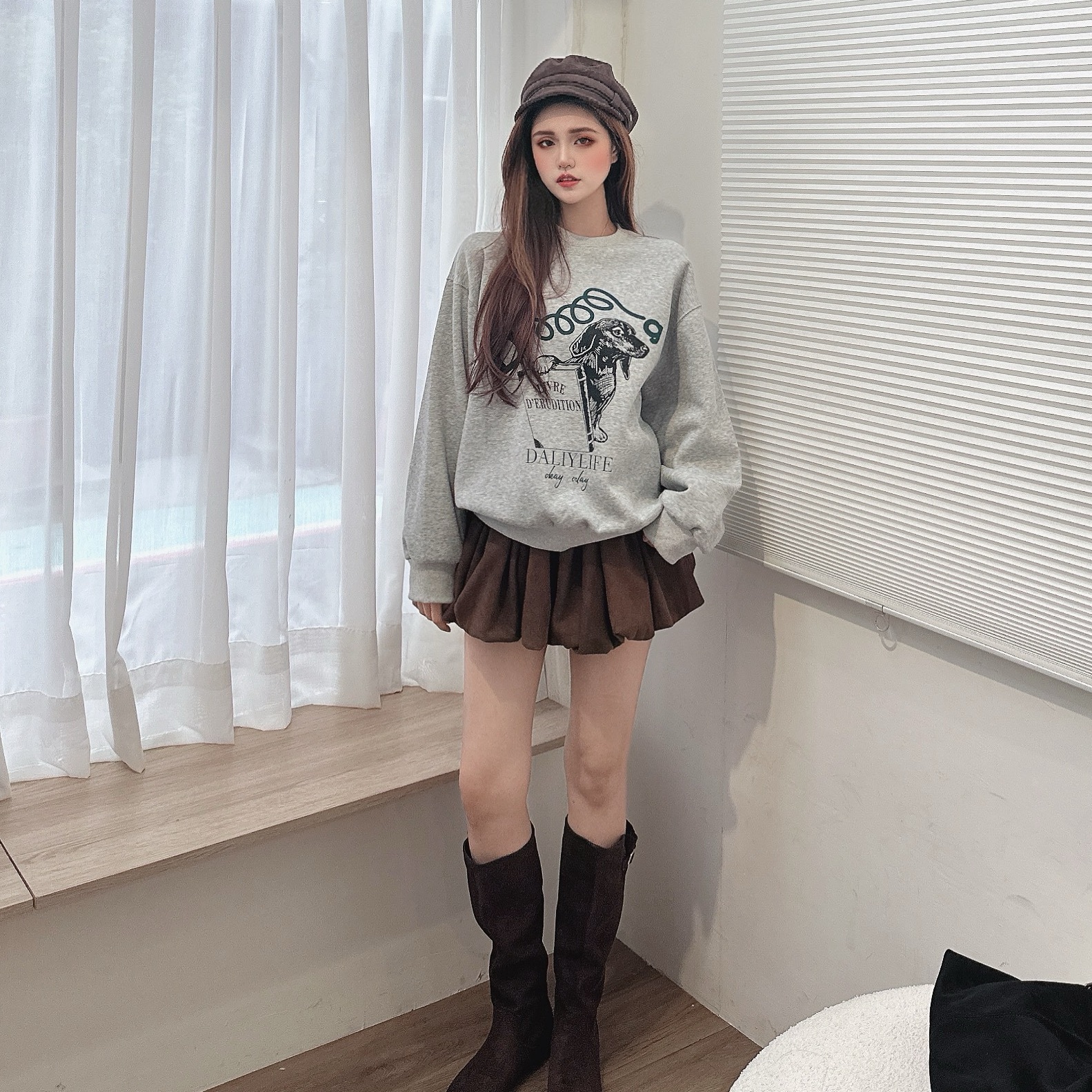 復古小狗字母大學TEE/三色