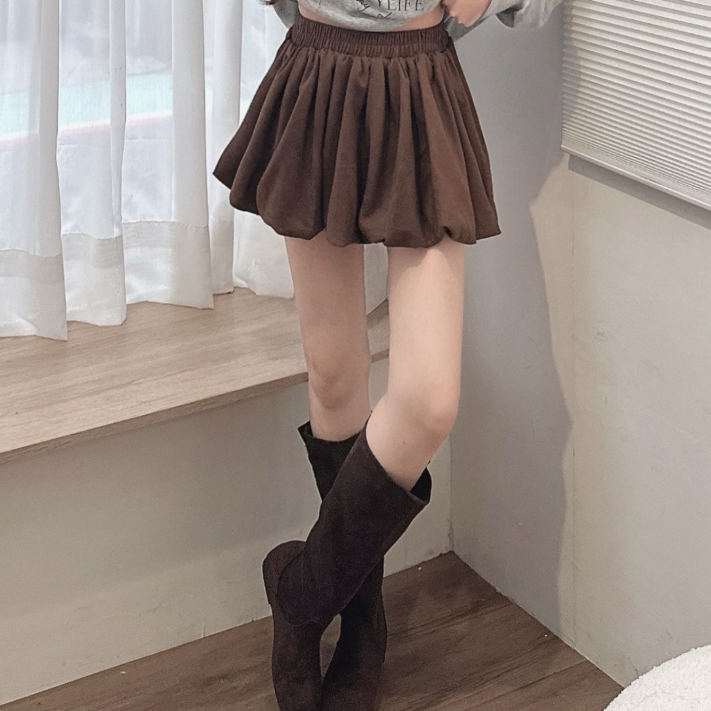 麂皮百搭澎澎花苞褲裙/二色